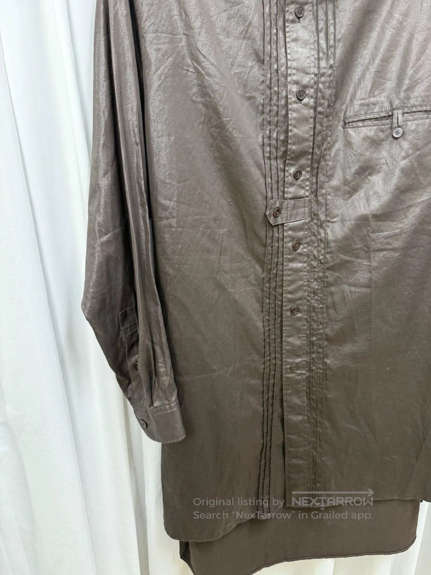 Yohji Yamamoto Yohji Yamamoto Pour Homme Coated Waxed Crinkled Shirt. Size US M / EU 48-50 / 2 - 5 Thumbnail