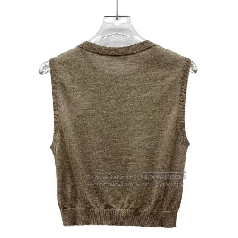 Brunello Cucinelli Brunello Cucinelli Dark Brown Cashmere Crew Neck Sleeveles Size M / US 6-8 / IT 42-44 - 2 Thumbnail
