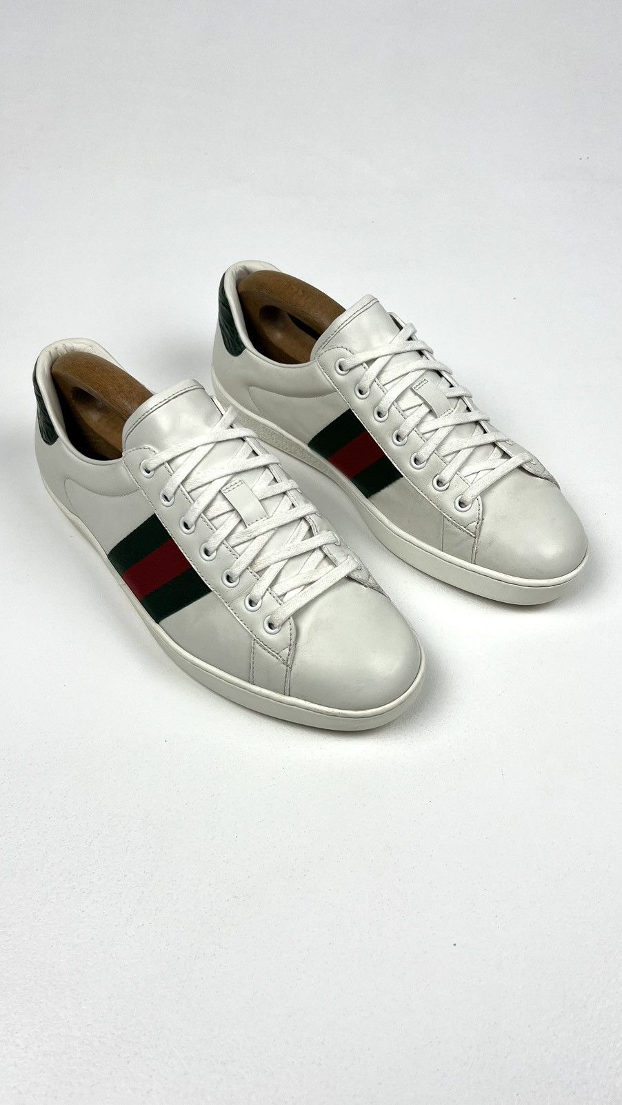 Gucci GUCCI Sneakers Low Top Leather Shoes ACE Web Stripe White Size US 9.5 / EU 42-43 - 1 Thumbnail