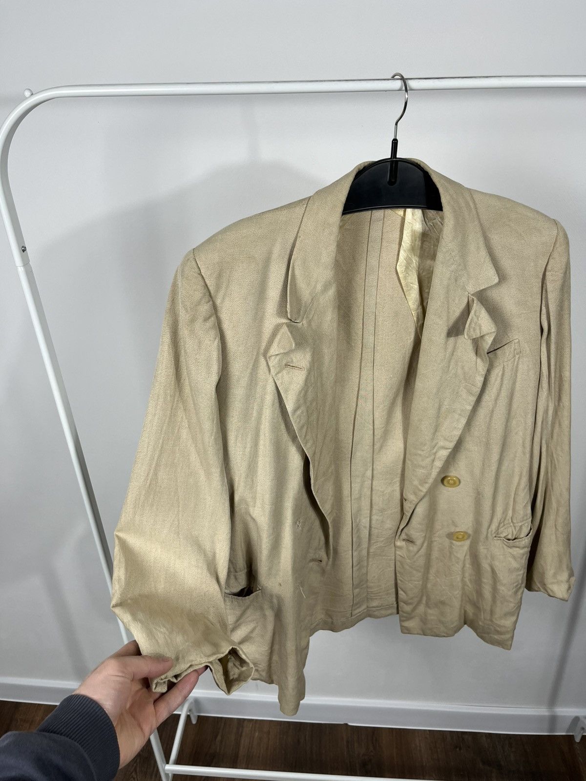 Other Vintage Mens Beige Double Breasted Blazer Tailored Jacket Size US S / EU 44-46 / 1 - 9 Thumbnail