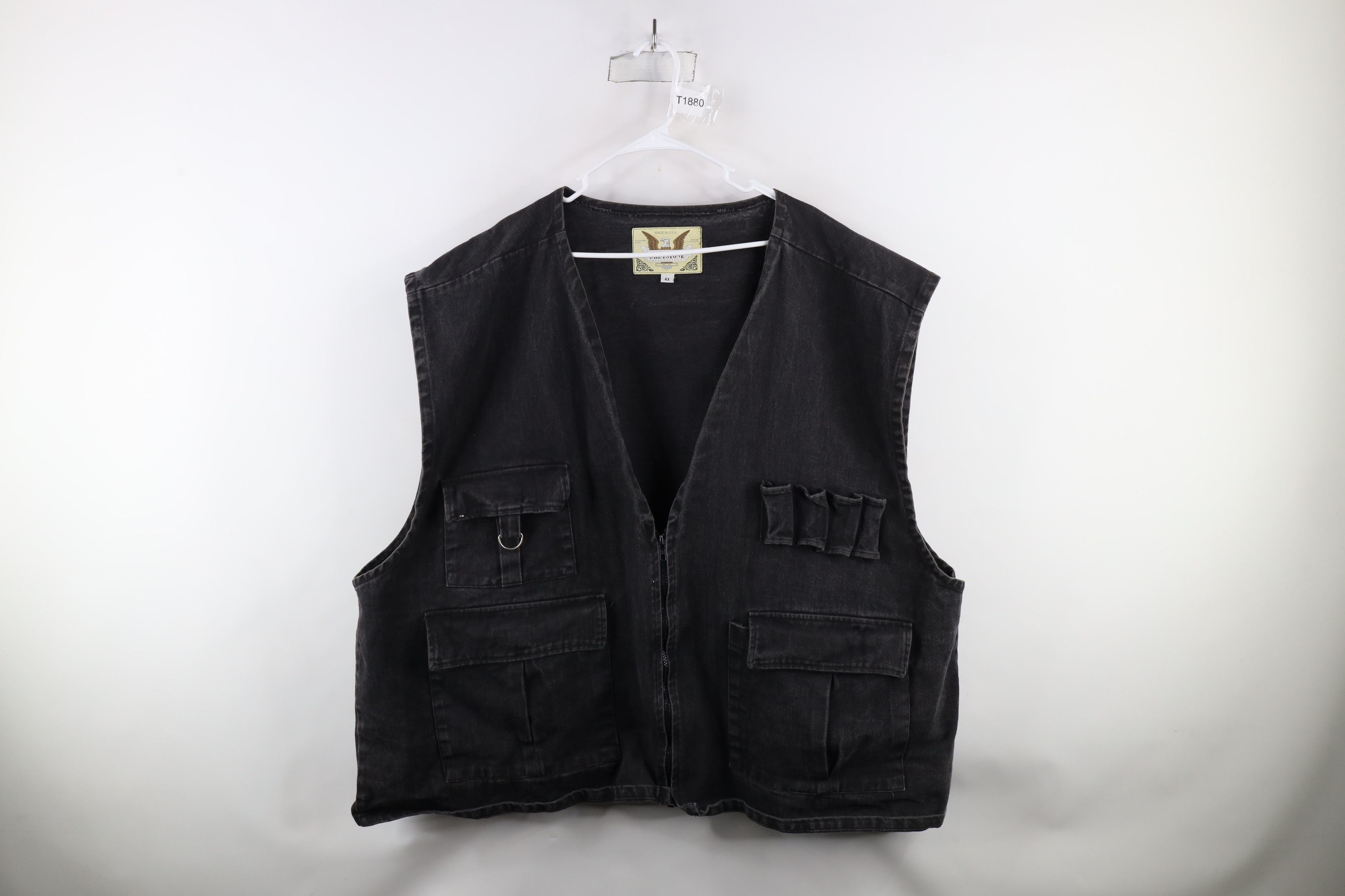 Vintage Vintage 90s Streetwear Denim Jean Vest Jacket Black USA Size ONE SIZE - 1 Thumbnail