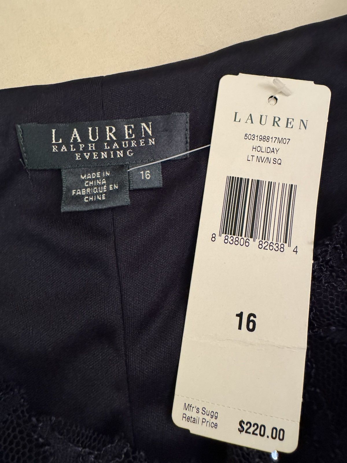 Lauren Ralph Lauren LAUREN Ralph Lauren Evening Navy Lace Long Dress 16 NWT Size XXL / US 16-18 / IT 52-54 - 6 Thumbnail