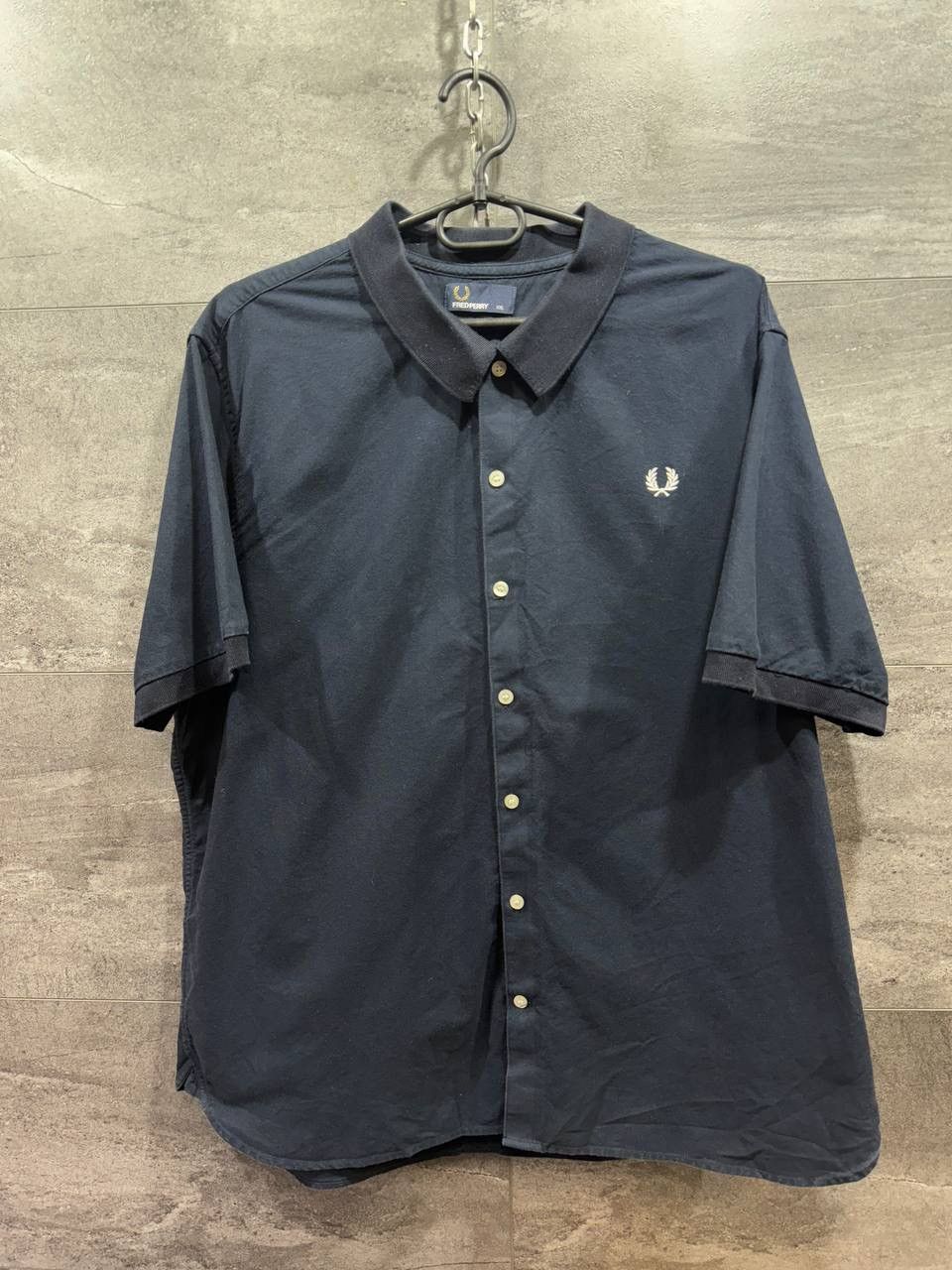 Other Fred Perry Knitted Collar Short Sleeved Oxford Shirt Navy Size US XL / EU 56 / 4 - 1 Thumbnail