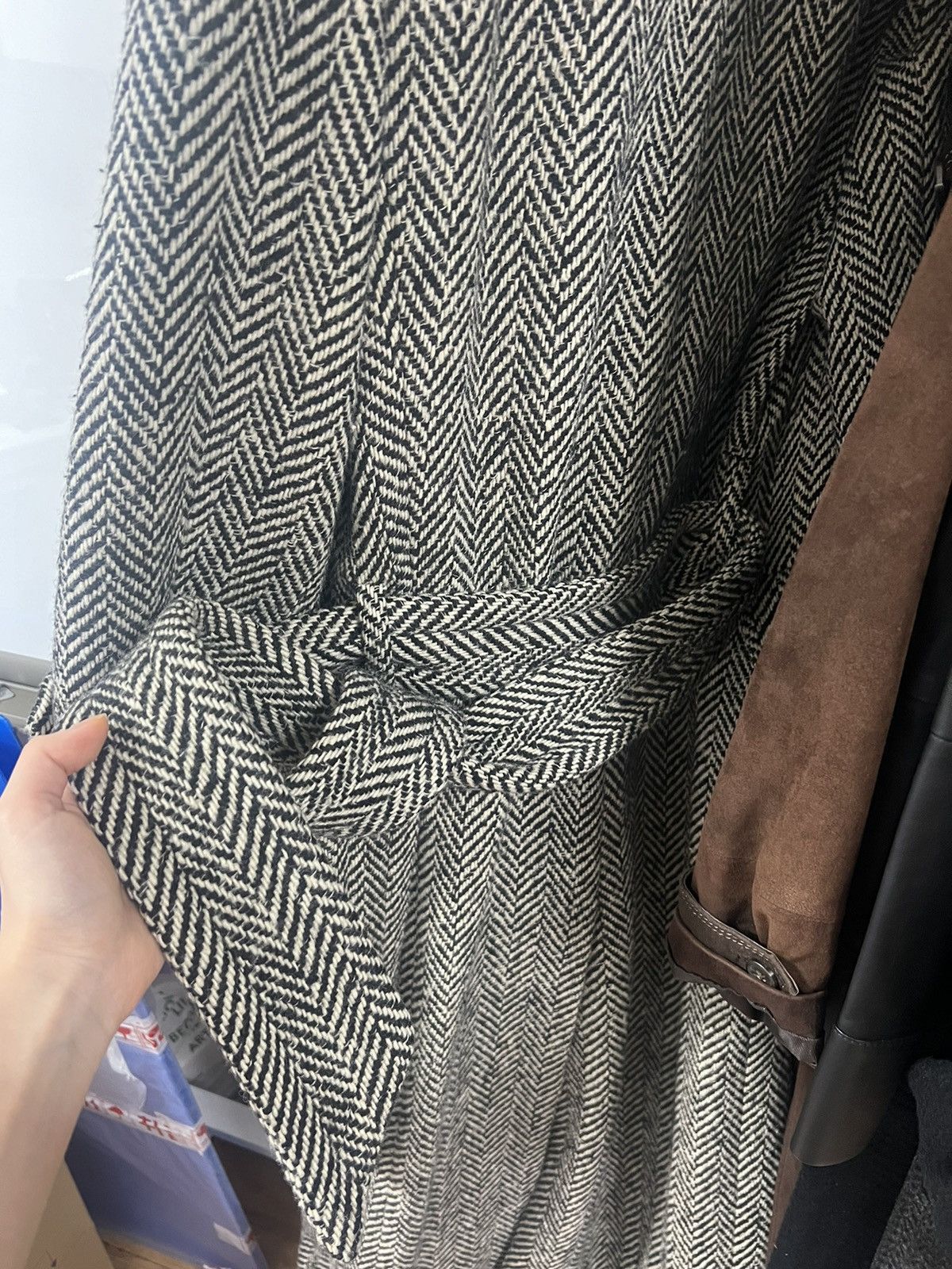 Saint Laurent Paris × Yves Saint Laurent Saint Laurent Chevron Double Breasted Coat in Black Size S / US 4 / IT 40 - 9 Thumbnail