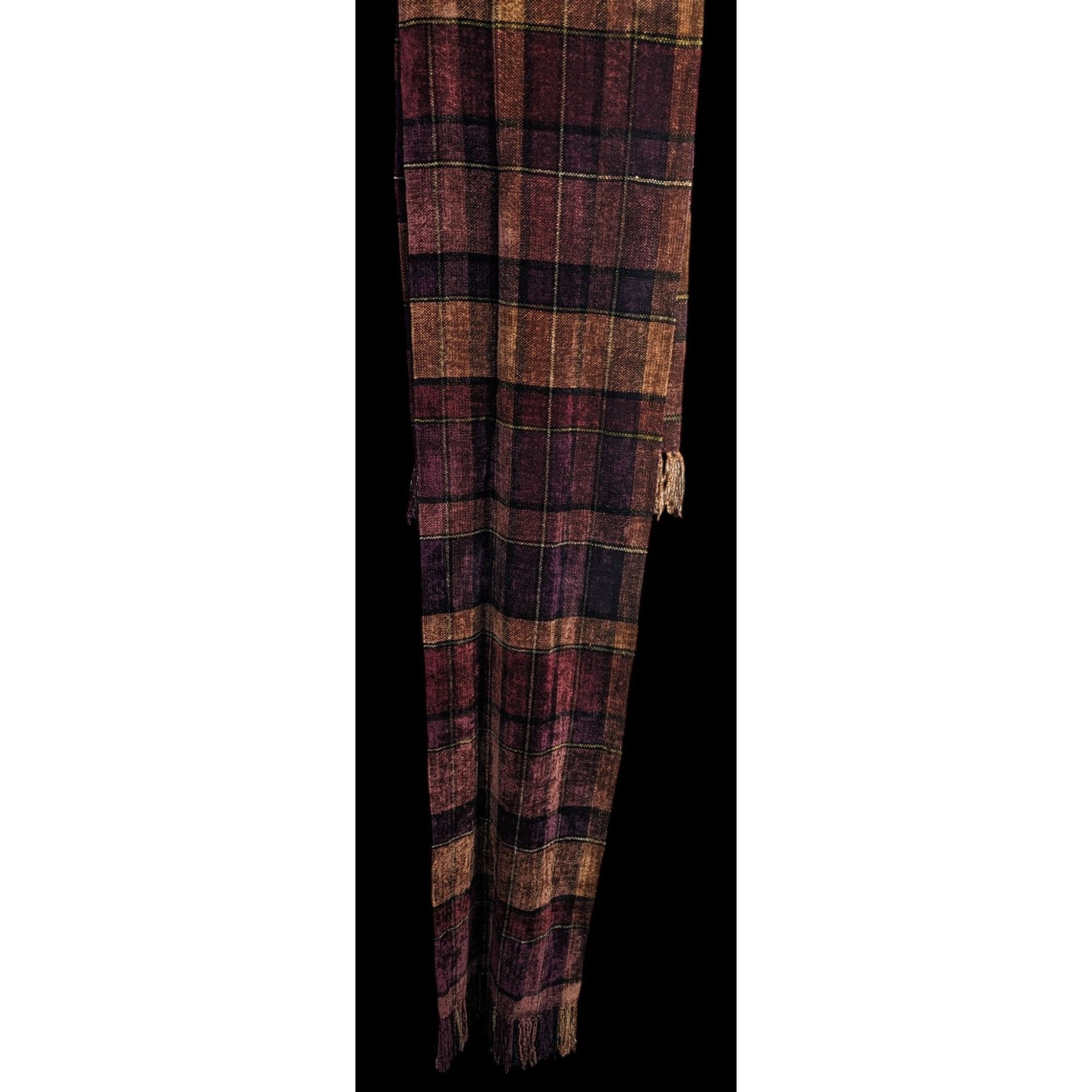 Other Vintage Searle Blatt Rayon Chenille Plaid Scarf With Fringe Size ONE SIZE - 3 Thumbnail
