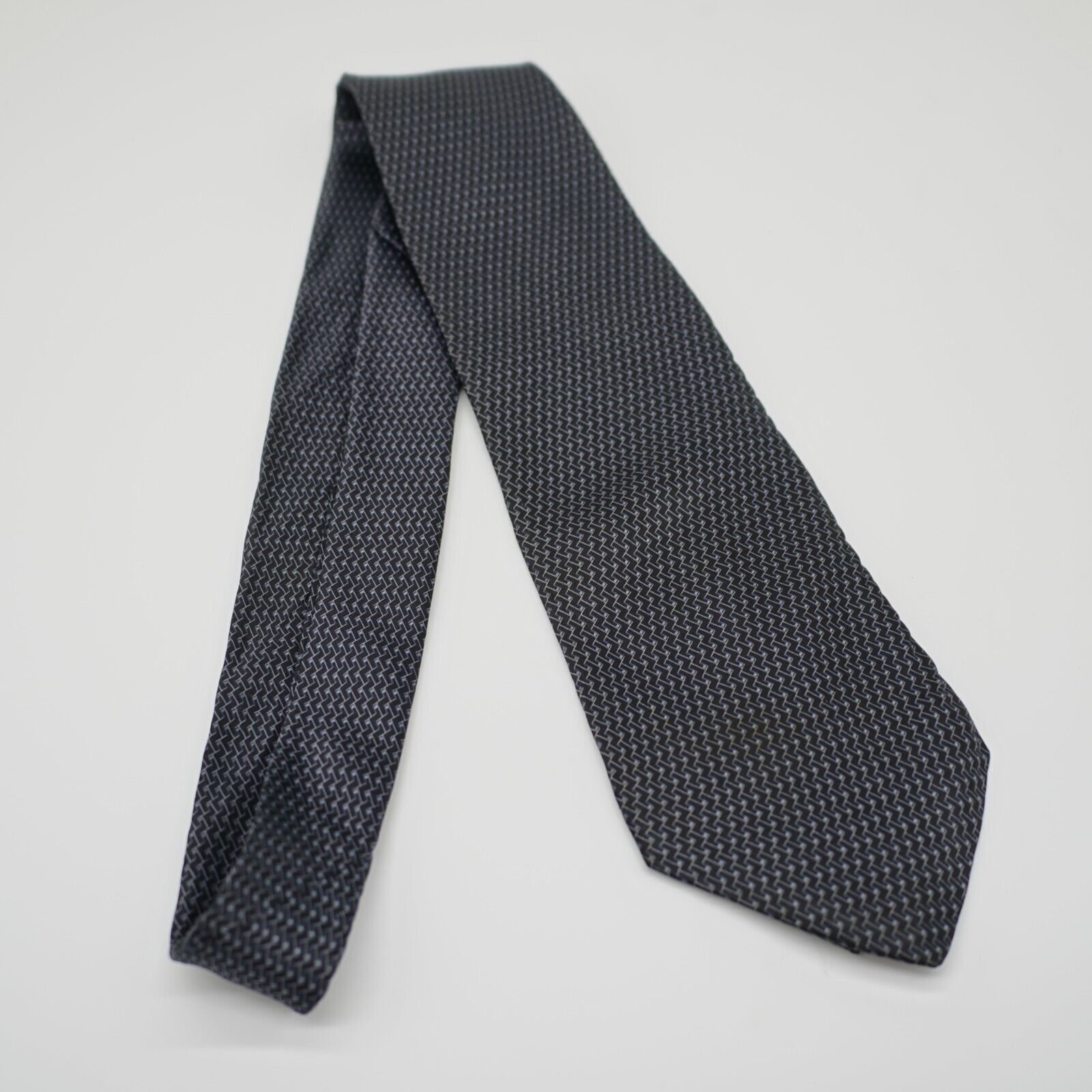 Metropolitan View Metropolitan View Black Gray Geometric Print Silk Tie Size ONE SIZE - 6 Thumbnail