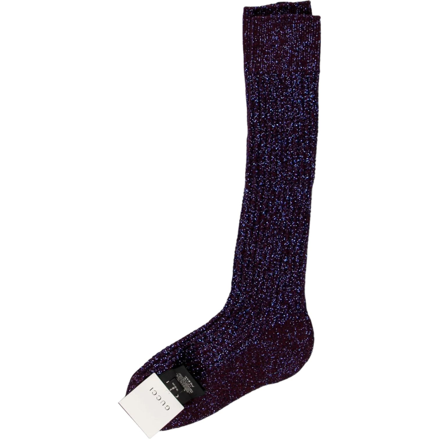 GUCCI She Brilliant Burgandy Blue Wool Sock w/ Box Size S8