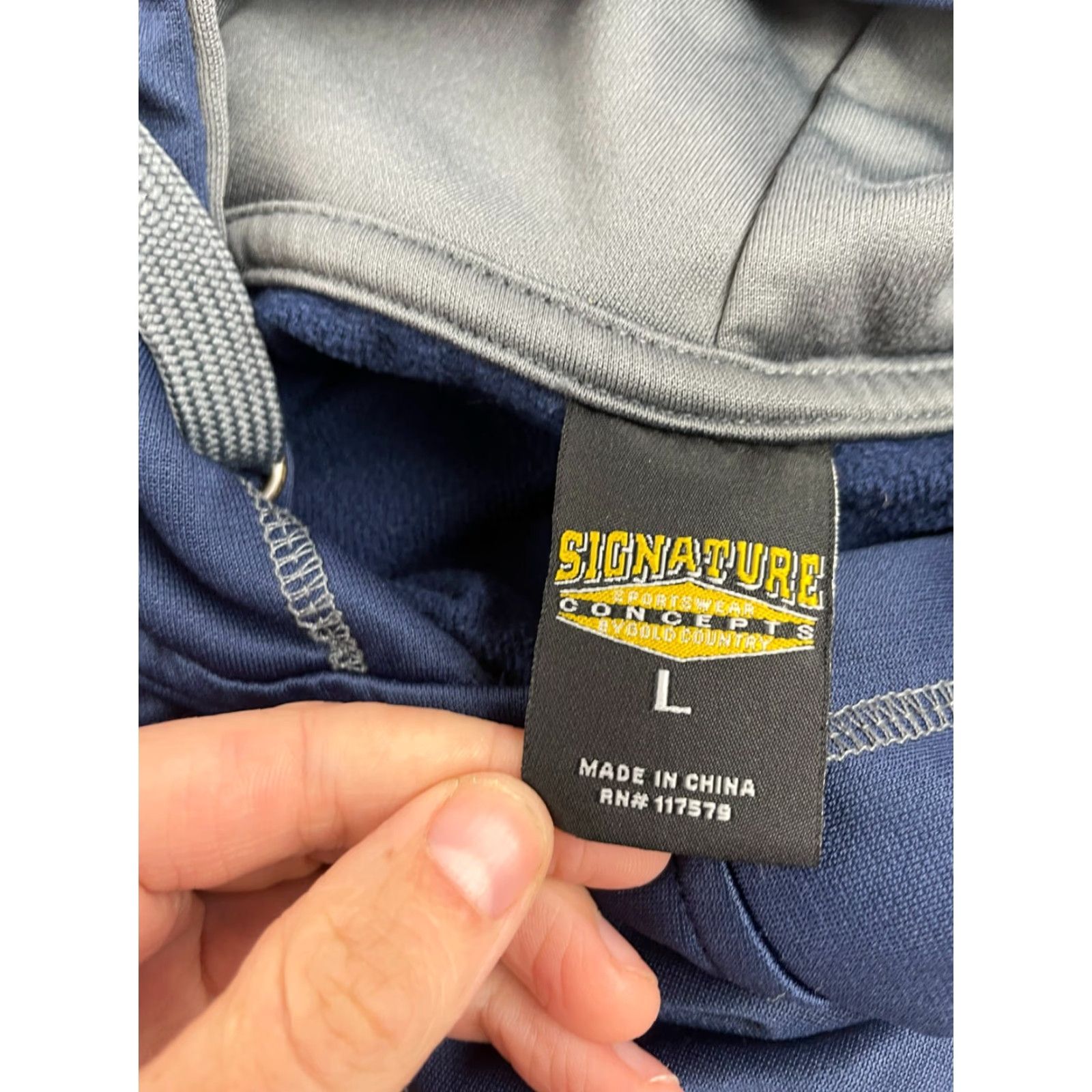 Vintage Signature Concepts Sweatshirt Men's L Navy Blue Hooded Pullover Drawstring Size US L / EU 52-54 / 3 - 7 Thumbnail