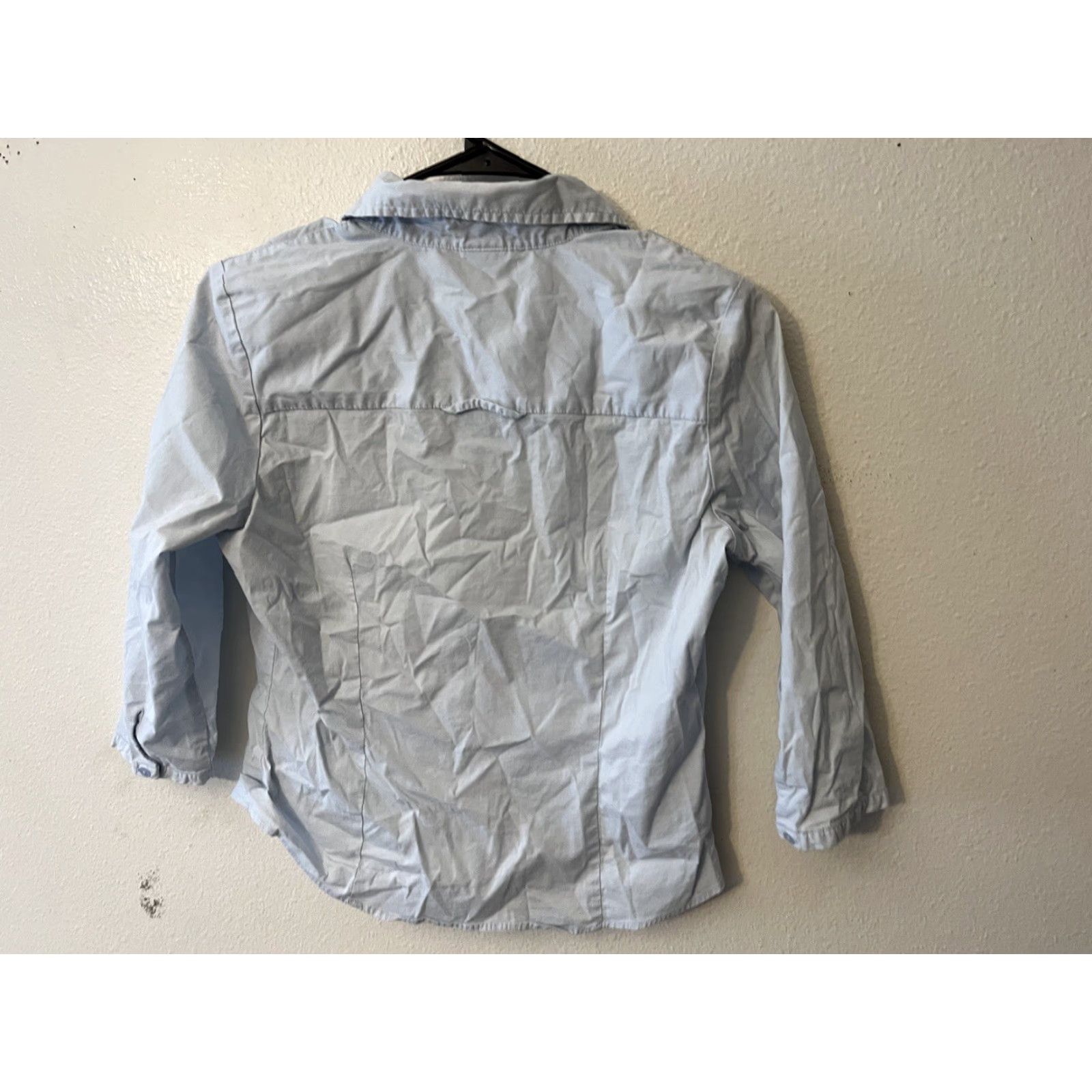 Old Navy VINTAGE Old Navy Women's Blue Solid 3/4 Sleeve Button-Down Blouse Size Small Casual Cotton Blend Size S / US 4 / IT 40 - 3 Thumbnail