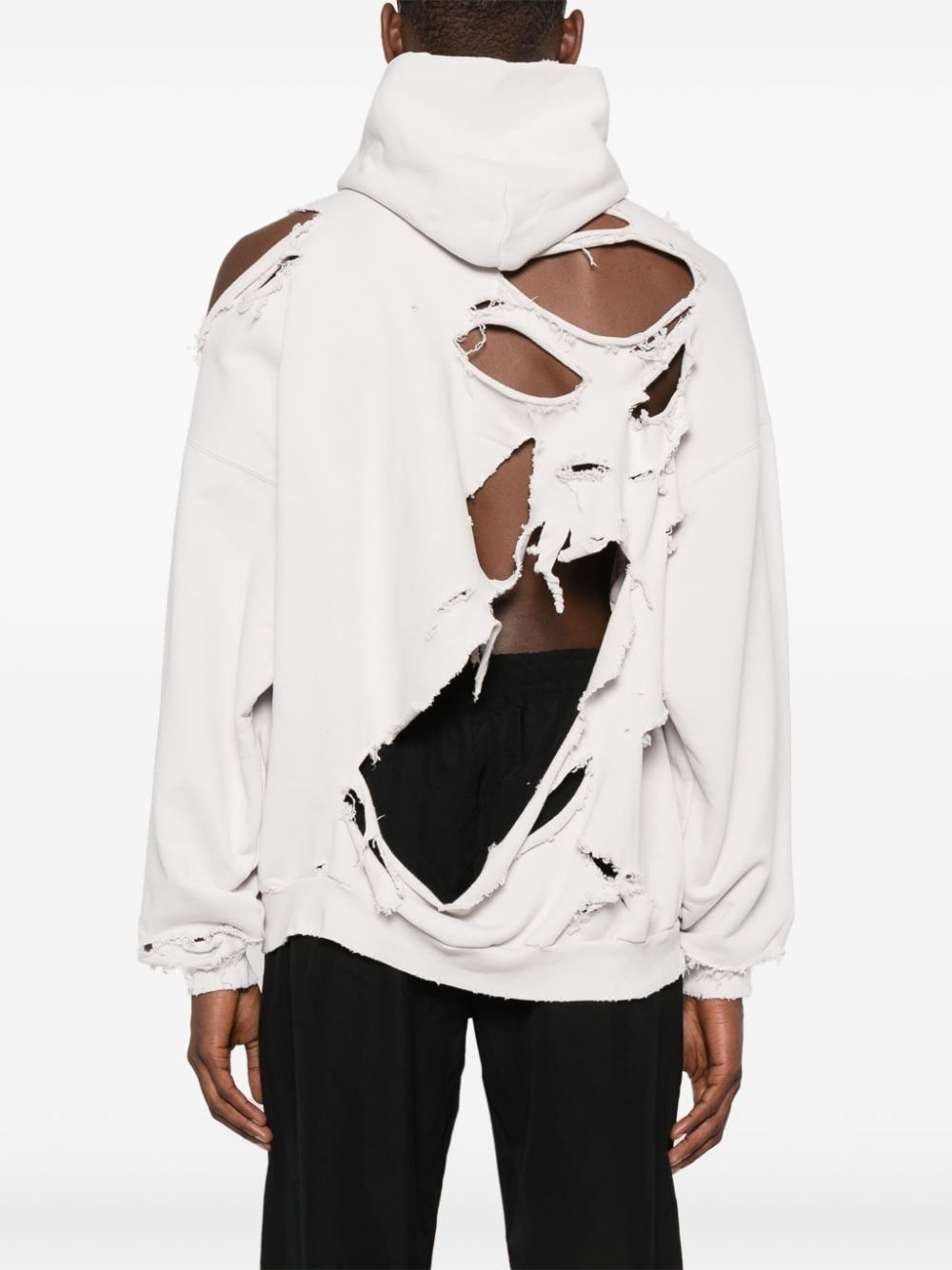 Balenciaga o1tr1nto0725 Mirror Torn Hoodie Large Fit in Off White Size US S / EU 44-46 / 1 - 5 Thumbnail