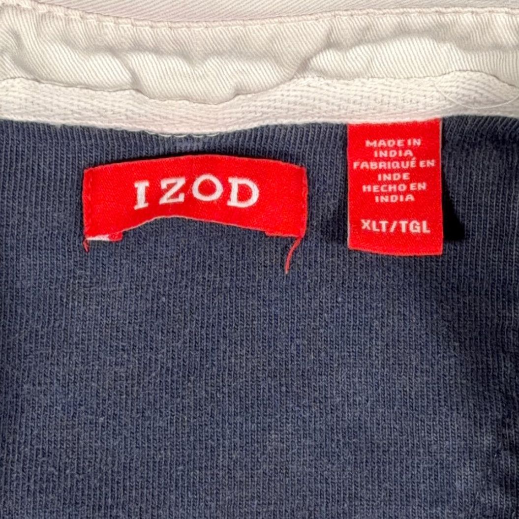Izod VINTAGE Izod Polo Shirt Adult EXTRA LARGE TALL Red Striped Knit Polo with Embroidered Crest Mens Size US XL / EU 56 / 4 - 5 Thumbnail