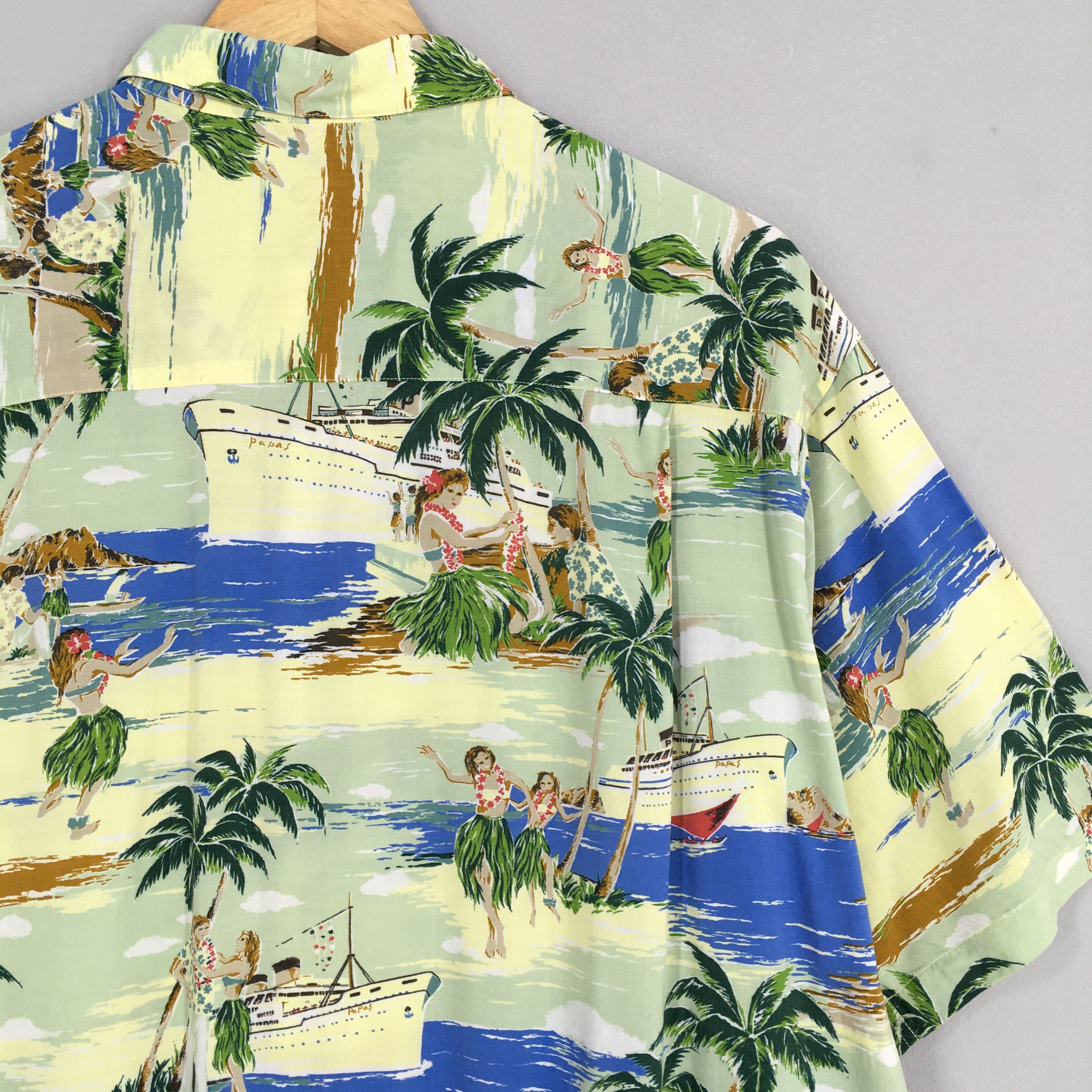 Other Vintage 1980s Hawaiian Papas Big Ship Tropical Shirt Large Size US L / EU 52-54 / 3 - 8 Thumbnail