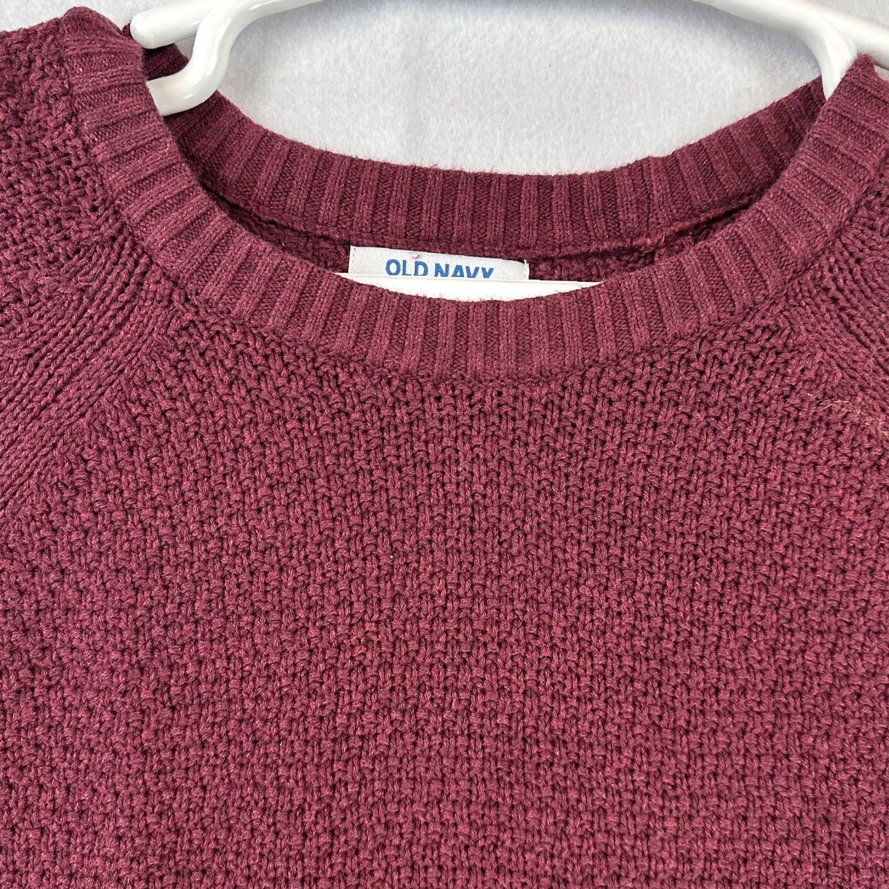Old Navy Old Navy Sweater Womens Large Burgundy Textured Pullover Raglan Sleeve Knit Top Size L / US 10 / IT 46 - 3 Thumbnail