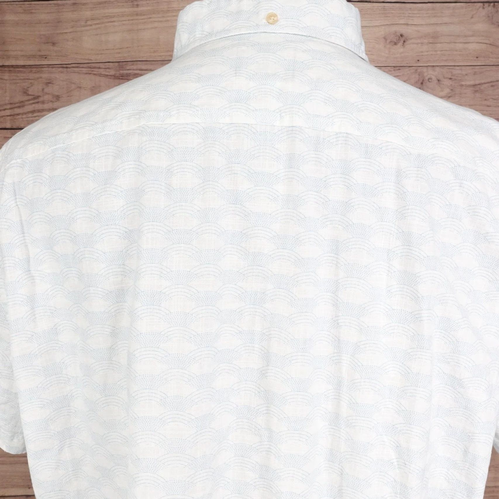 Ben Sherman BEN SHERMAN Shirt Mens XL White Micro Print Short Sleeve Button Down Stretch Cotton Blend Size US XL / EU 56 / 4 - 7 Thumbnail