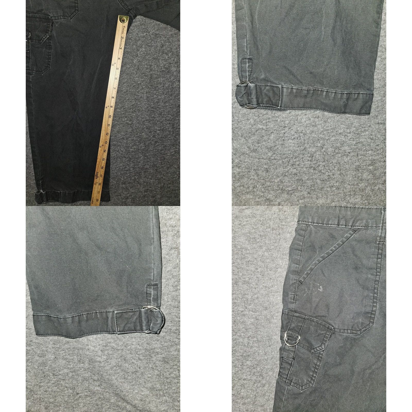L.E.I. LEI Cargo Pants Womens 9 Black Cropped Utility Pockets Adjustable Hem Casual Capri Pants Size 30" / US 8 / IT 44 - 8 Thumbnail