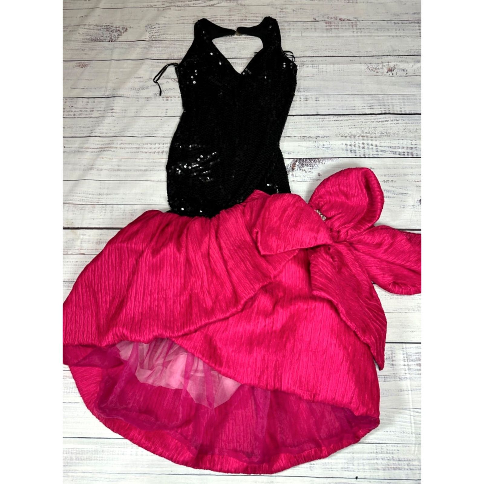 Vintage VINTAGE A.J. Bari Mermaid Dress Shirt Bow Back Halter Neck Sequined Sz 4 Black Pink Open Back Midi Women Dresses Bow flaw Size S / US 4 / IT 40 - 7 Thumbnail