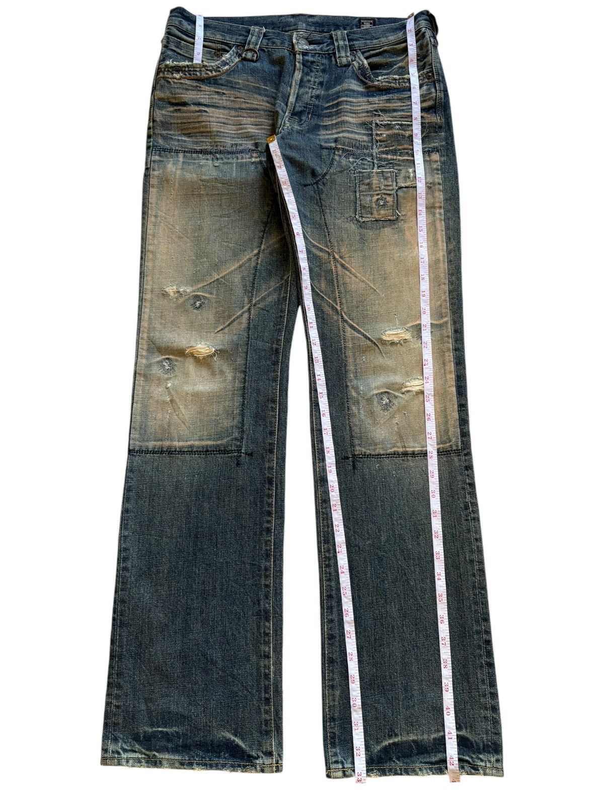 Japanese Brand Vintage Japanese Brand Rusty Mud Wash Patched Loose Jeans Size US 32 / EU 48 - 13 Thumbnail