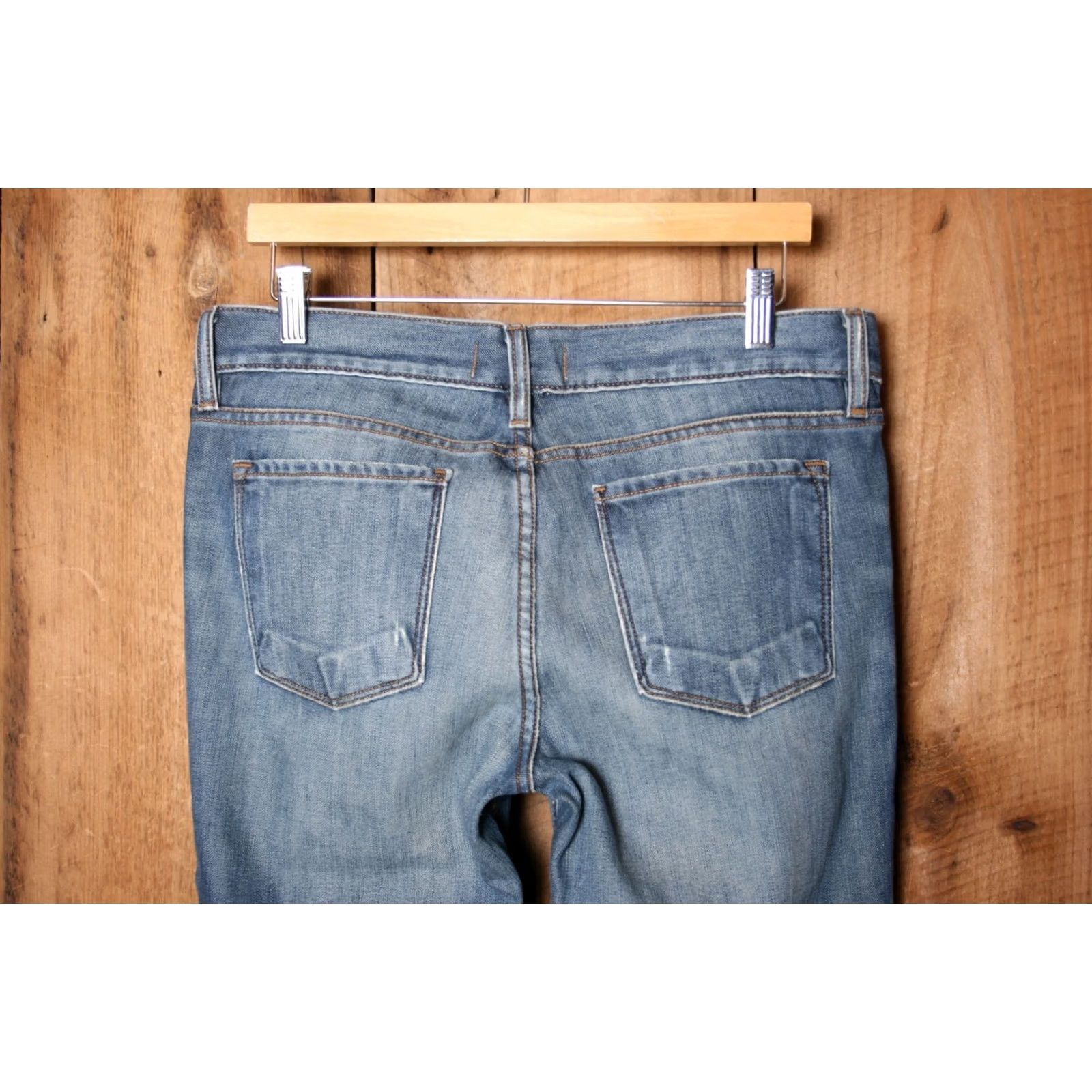 Free People FREE PEOPLE Jeans Distressed Denim Straight Leg Sz. 30 Women Inseam 33" Blue 100% Cotton Regular Rise Mid 8.5-10.5 in Straight Vintage? No. Size 30" / US 8 / IT 44 - 5 Thumbnail