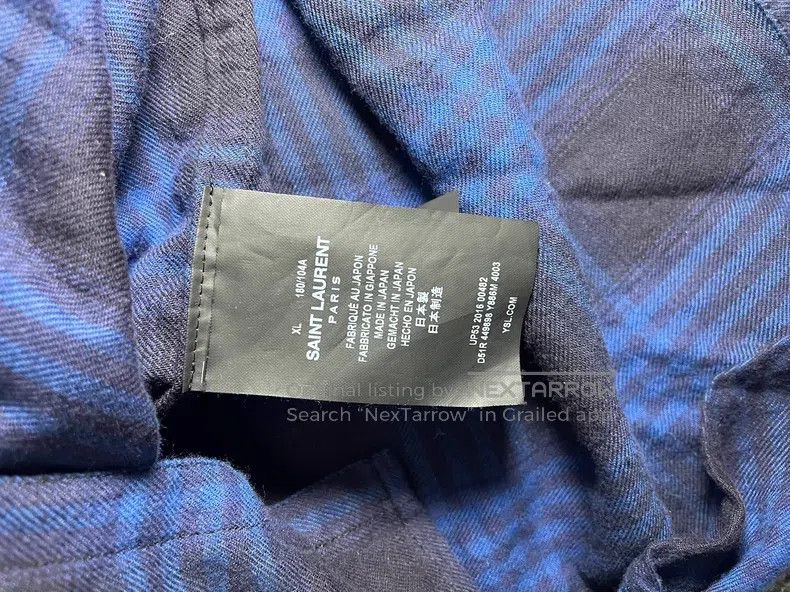 Saint Laurent Paris Saint Laurent Paris Cat Eye Button Blue and Black Plaid Sh Size US XL / EU 56 / 4 - 5 Thumbnail