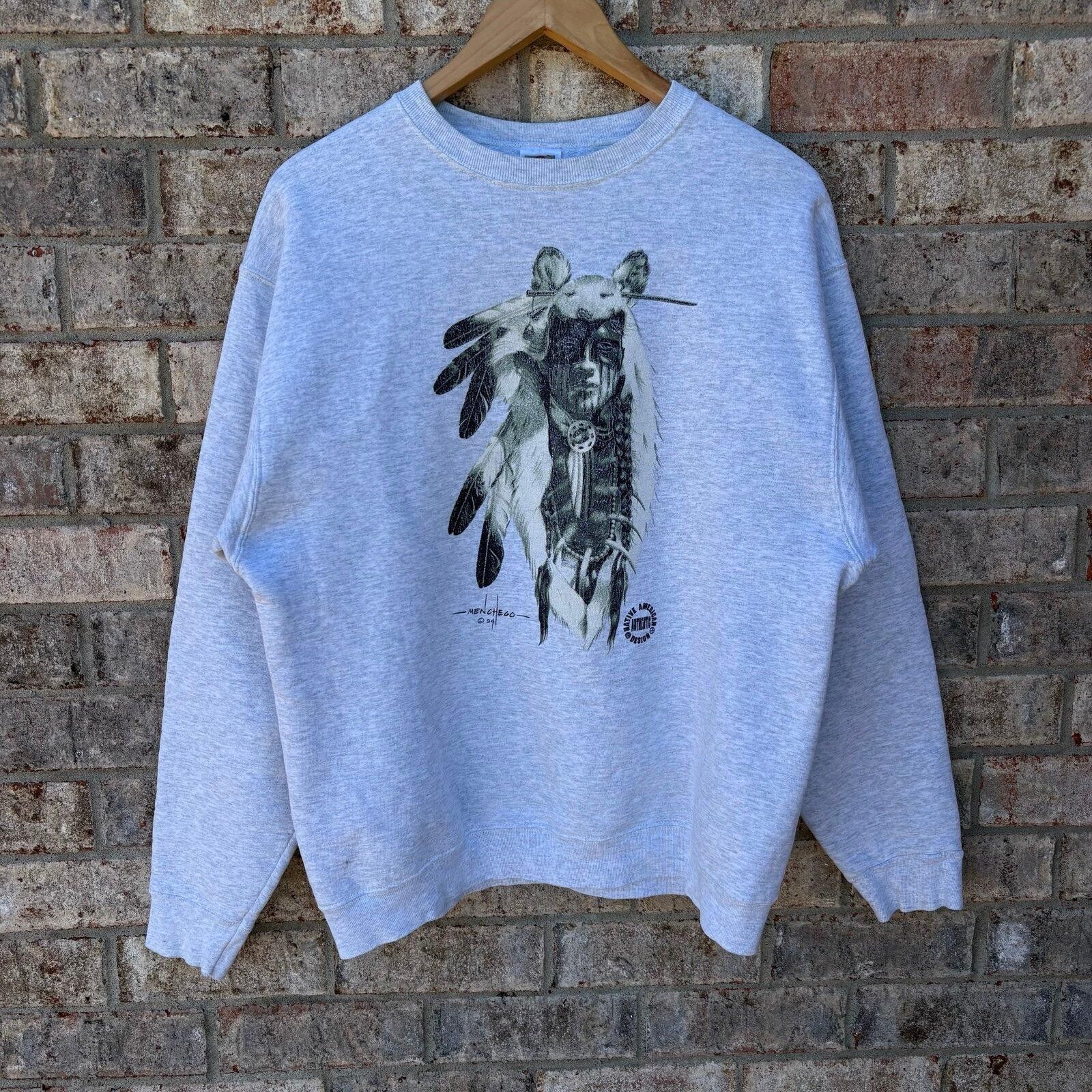 Fruit Of The Loom Vintage 90s Native American sweatshirt Size US L / EU 52-54 / 3 - 1 Thumbnail
