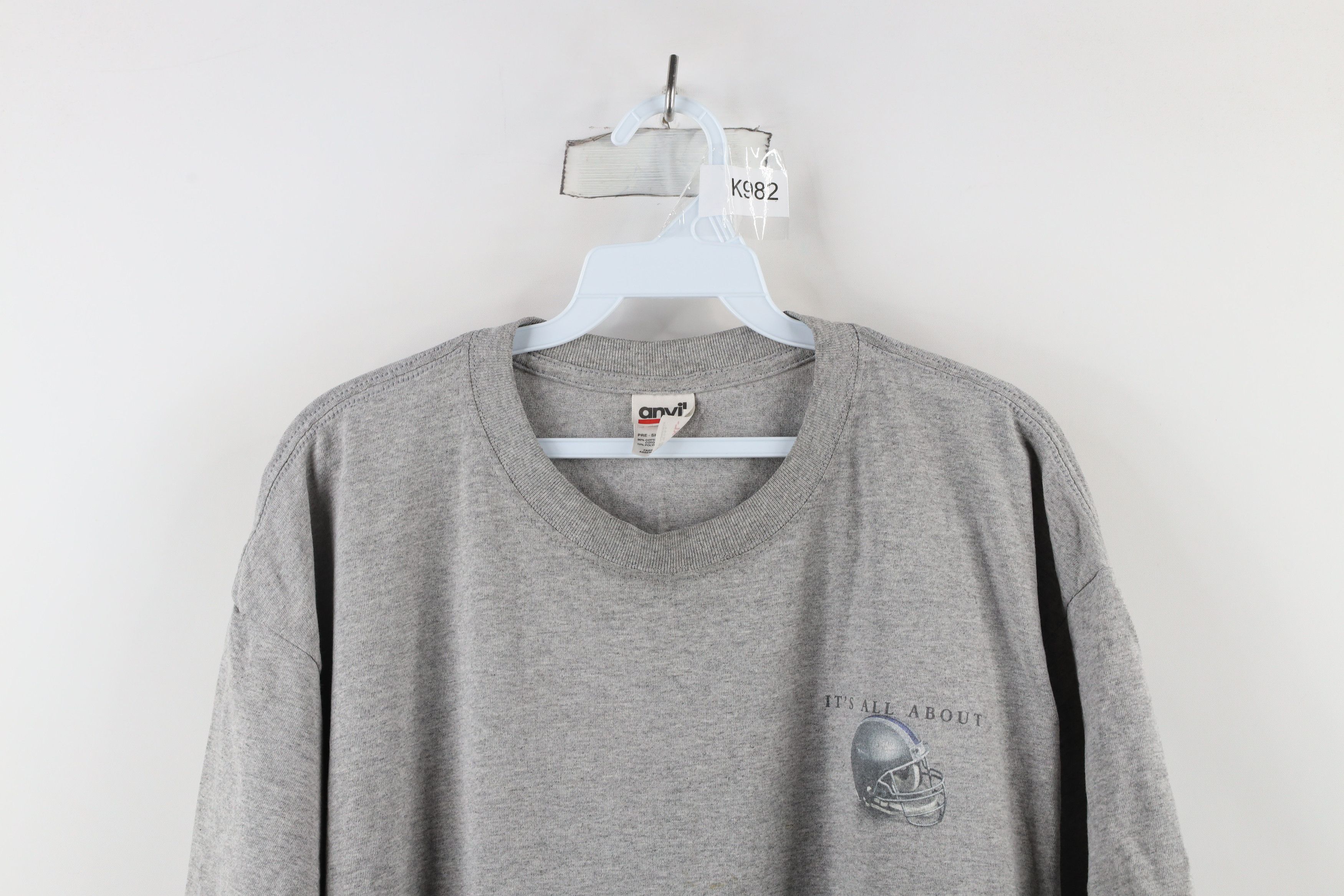 Vintage Vintage 90s Spell Out It's All About Football Sports T-Shirt Size US XL / EU 56 / 4 - 2 Thumbnail