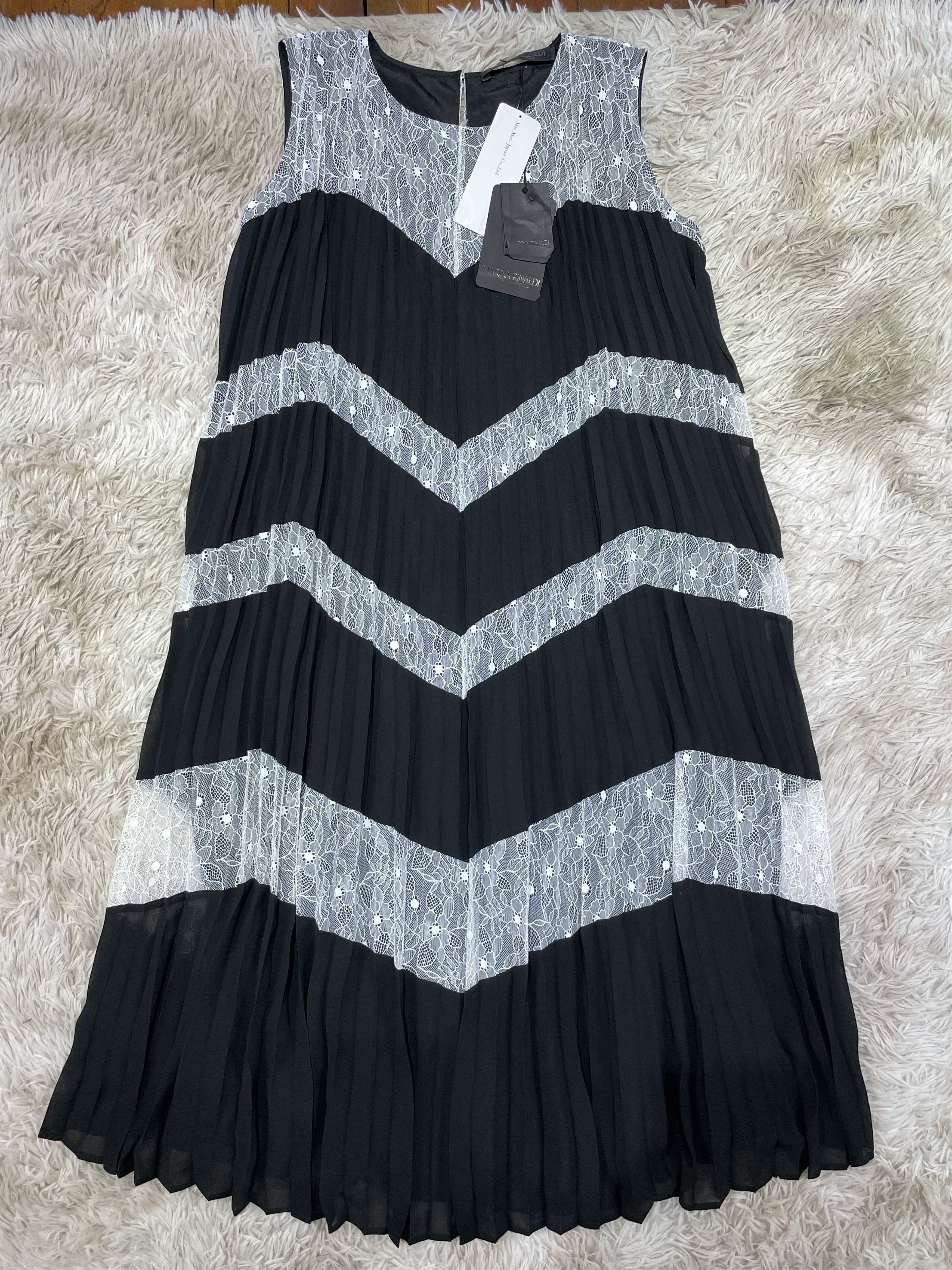 Max Mara MARINA RINALDI Abito Dress Black & White Stripe US 10 Size L / US 10 / IT 46 - 1 Thumbnail