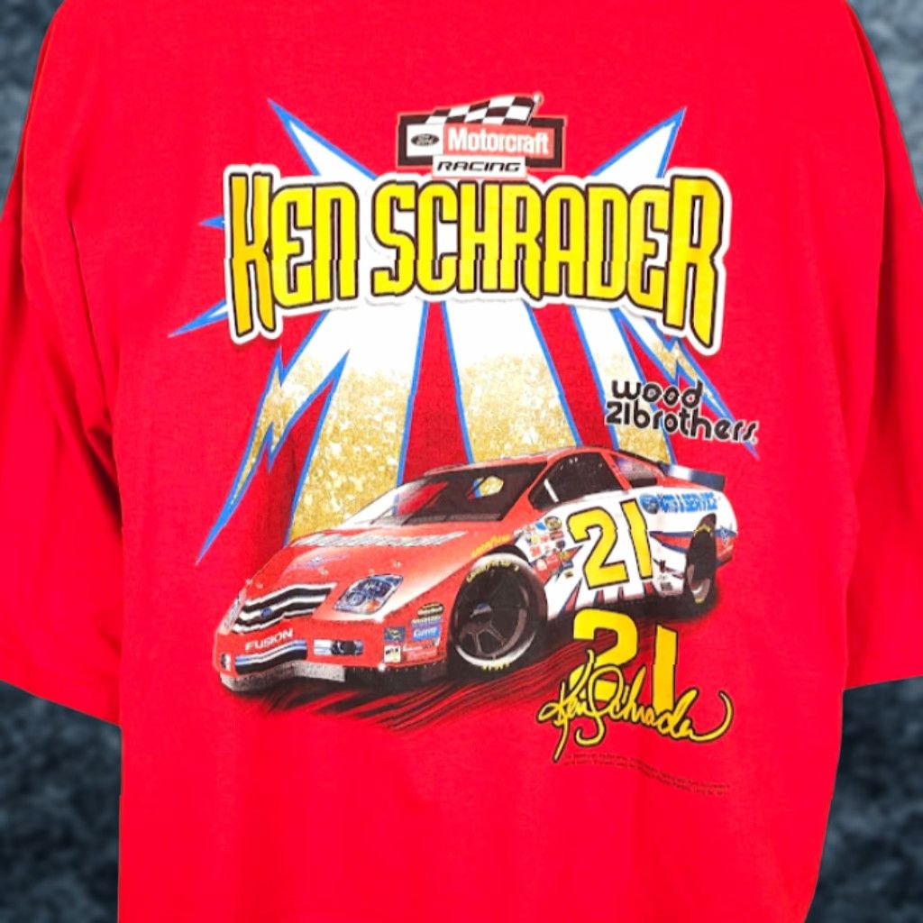 Gildan VINTAGE Gildan T Shirt Mens 3XL Red NASCAR Ken Schrader 2000s Motorcraft Shirt Size US XXL / EU 58 / 5 - 1 Thumbnail
