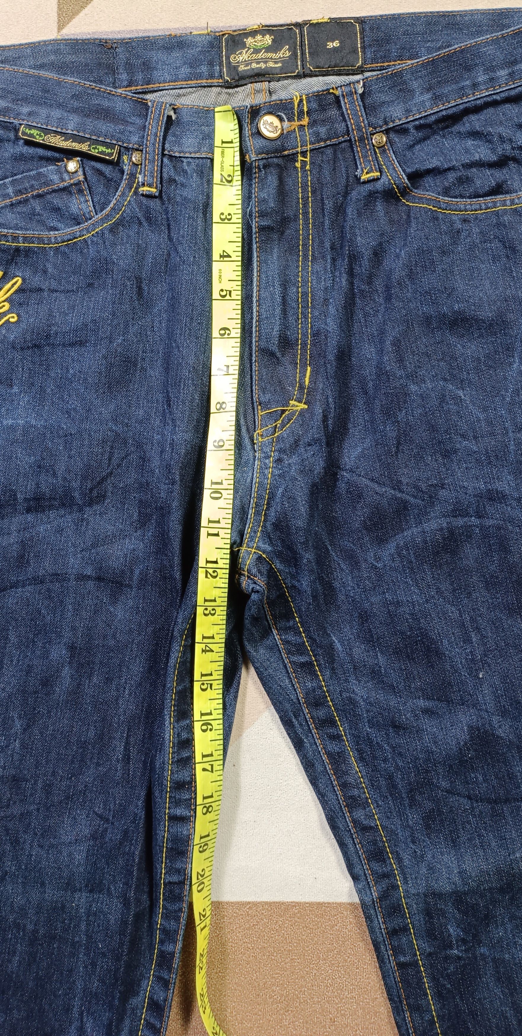 Akademiks × JNCO × Japanese Brand Akademiks Jeans Baggy Dark Wash Embroidered Pockets Hip Hop Size US 34 / EU 50 - 21 Thumbnail
