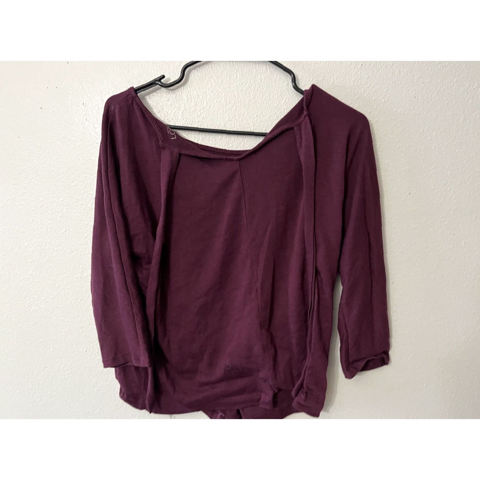 Express Express Womens Sweater Cropped Ribbed V Neck Stretch Maroon Large Size L / US 10 / IT 46 - 2 Thumbnail