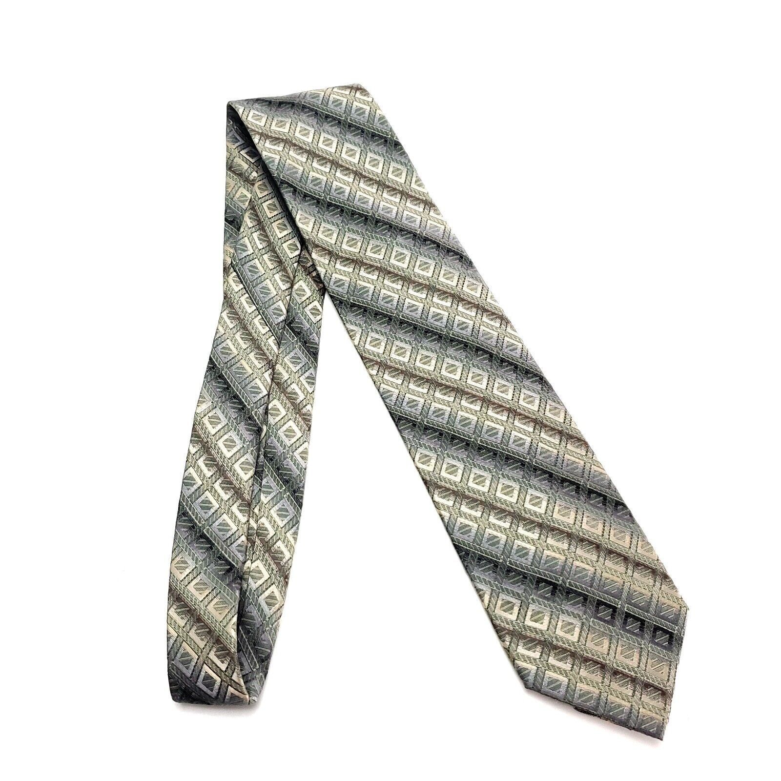 Vintage Bocara Silk Tie Woven Tan Geometric Size ONE SIZE - 6 Thumbnail