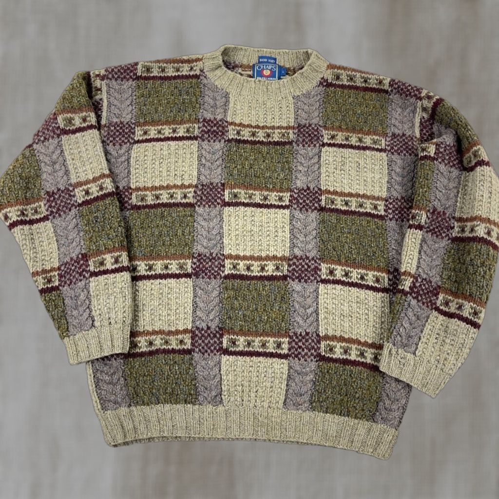 Chaps VINTAGE Chaps Ralph Lauren Sweater Men Large Wool Crew Neck Green 90s Preppy Logo Pullover General Mens Size US L / EU 52-54 / 3 - 1 Thumbnail