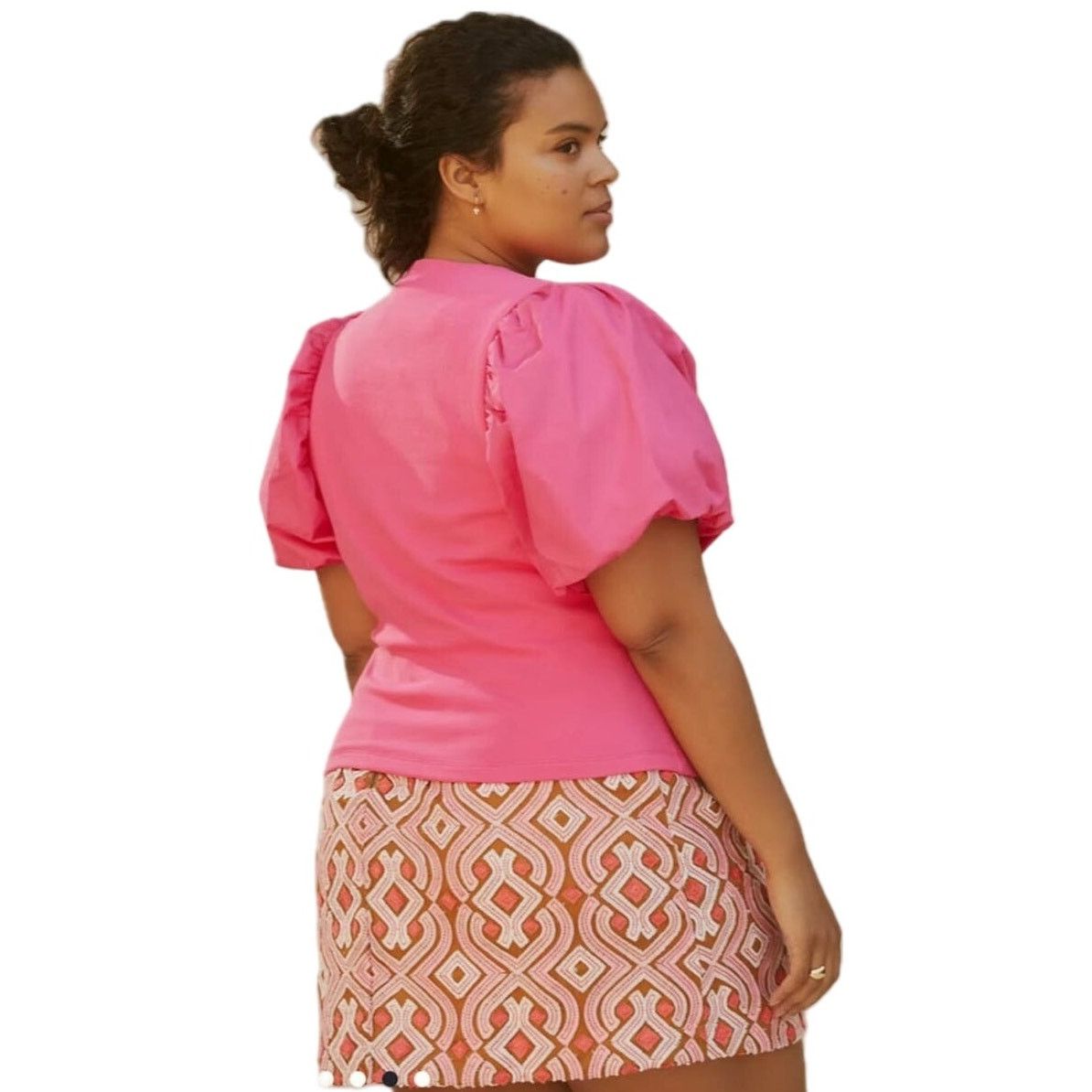 Anthropologie Maeve Anthropologie Puff Sleeve Pink Blouse, Plus Size 2X Size XXL / US 16-18 / IT 52-54 - 7 Thumbnail