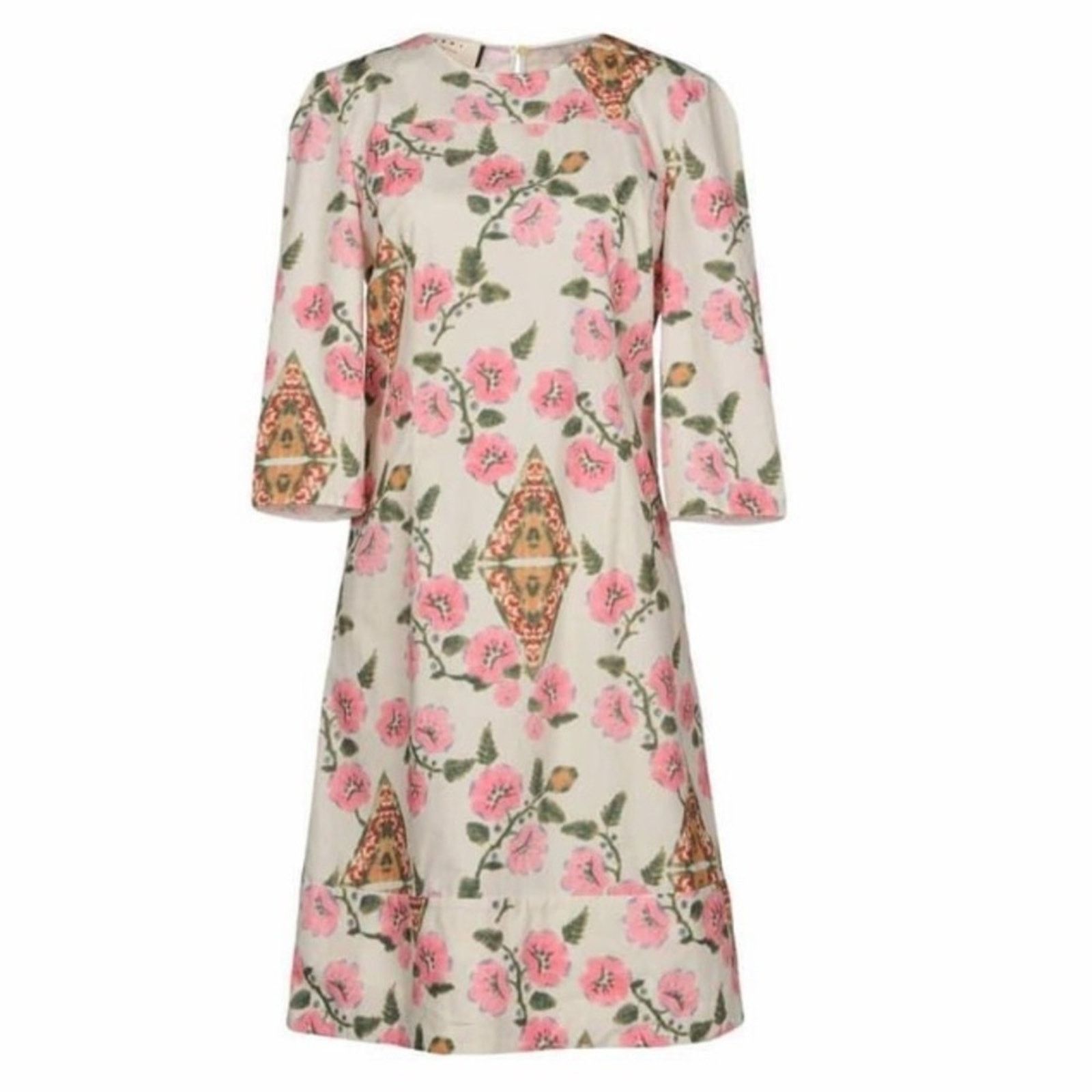 Marni Marni A-Line Dress Pink Floral Poplin Size 40/ US 4 Size S / US 4 / IT 40 - 1 Thumbnail