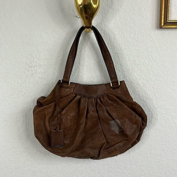 Jil Sander JIL SANDER Vintage Tan Leather Pleated Shoulder Bag Size ONE SIZE - 1 Thumbnail