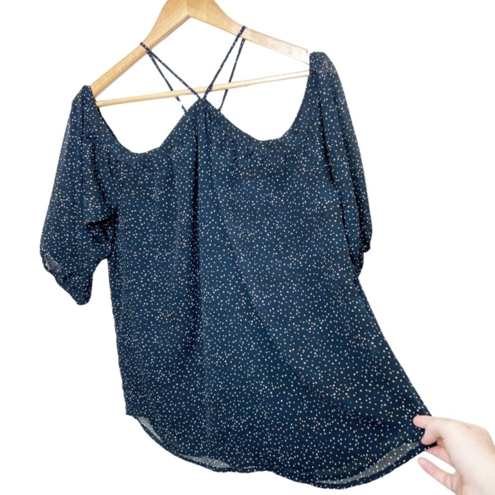 Other New with Tags Papermoon Women's Lidia Polka Dot Navy Blouse Size M / US 6-8 / IT 42-44 - 3 Thumbnail