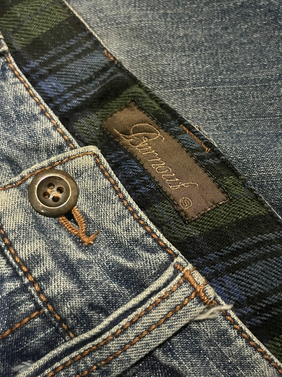 If Six Was Nine × Japanese Brand × Le Grande Bleu (L.G.B.) Burnout Social Sculpture Damaged Carpenter Cracked Leg Jeans Size US 30 / EU 46 - 11 Thumbnail