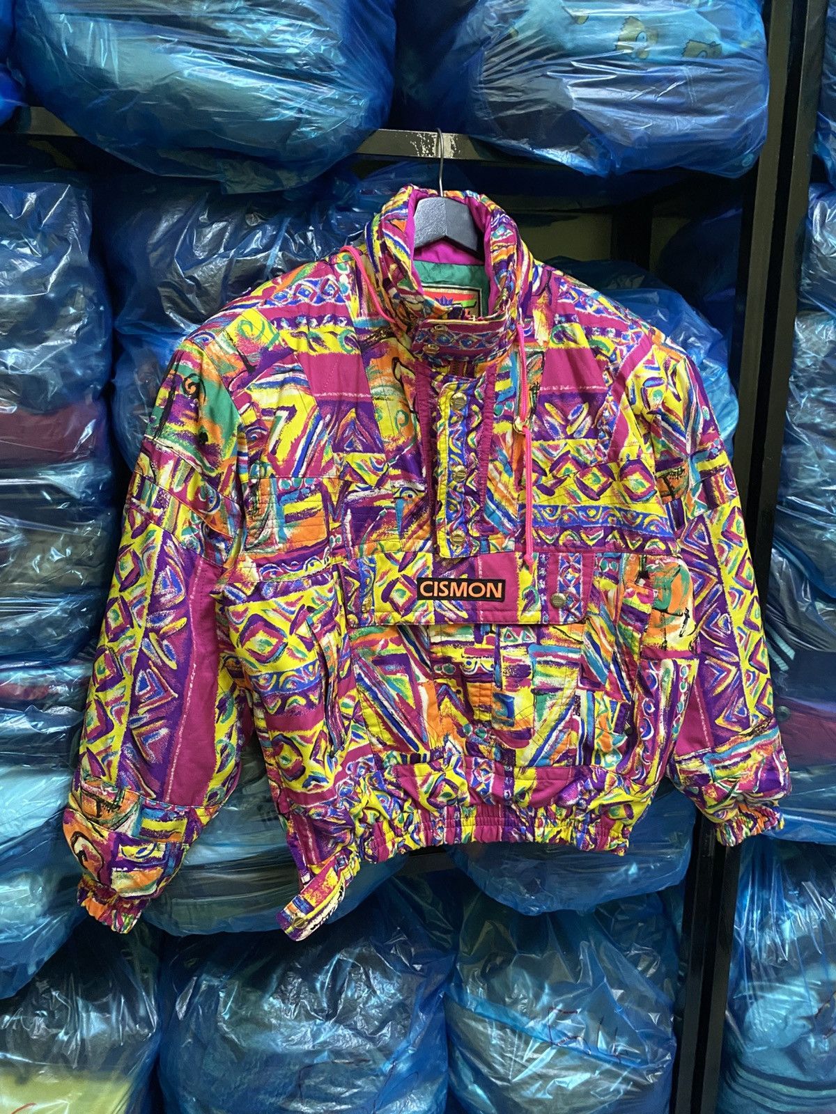 Vintage Vintage Cismon Ski Jacket Neon Abstract Print Winter Puffer Size US S / EU 44-46 / 1 - 3 Thumbnail