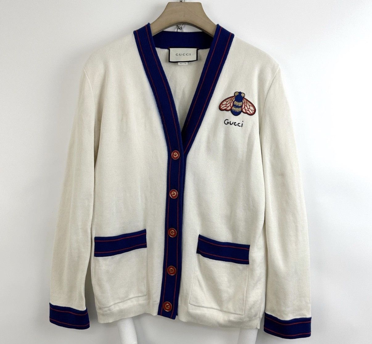 Gucci Gucci Women's Bee Embroidered Cardigan Sweater Coat K12 Size S / US 4 / IT 40 - 1 Thumbnail