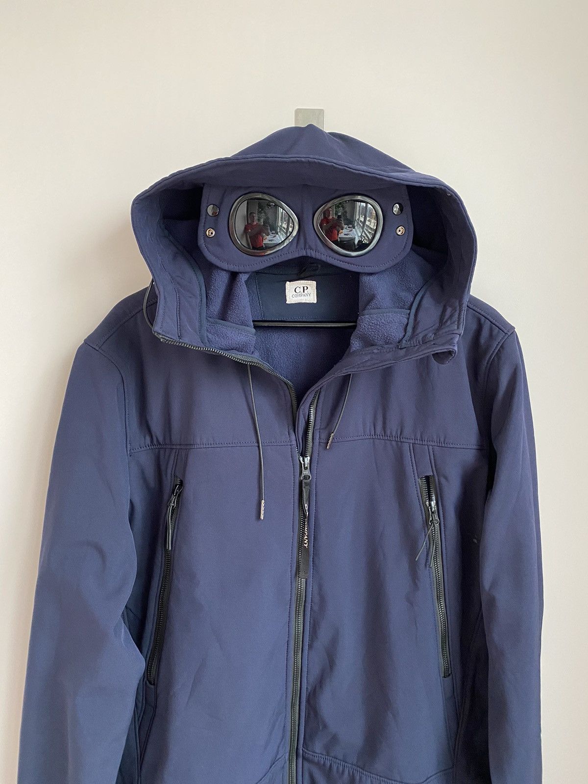 Cp company softshell goggle jacket blue best sale