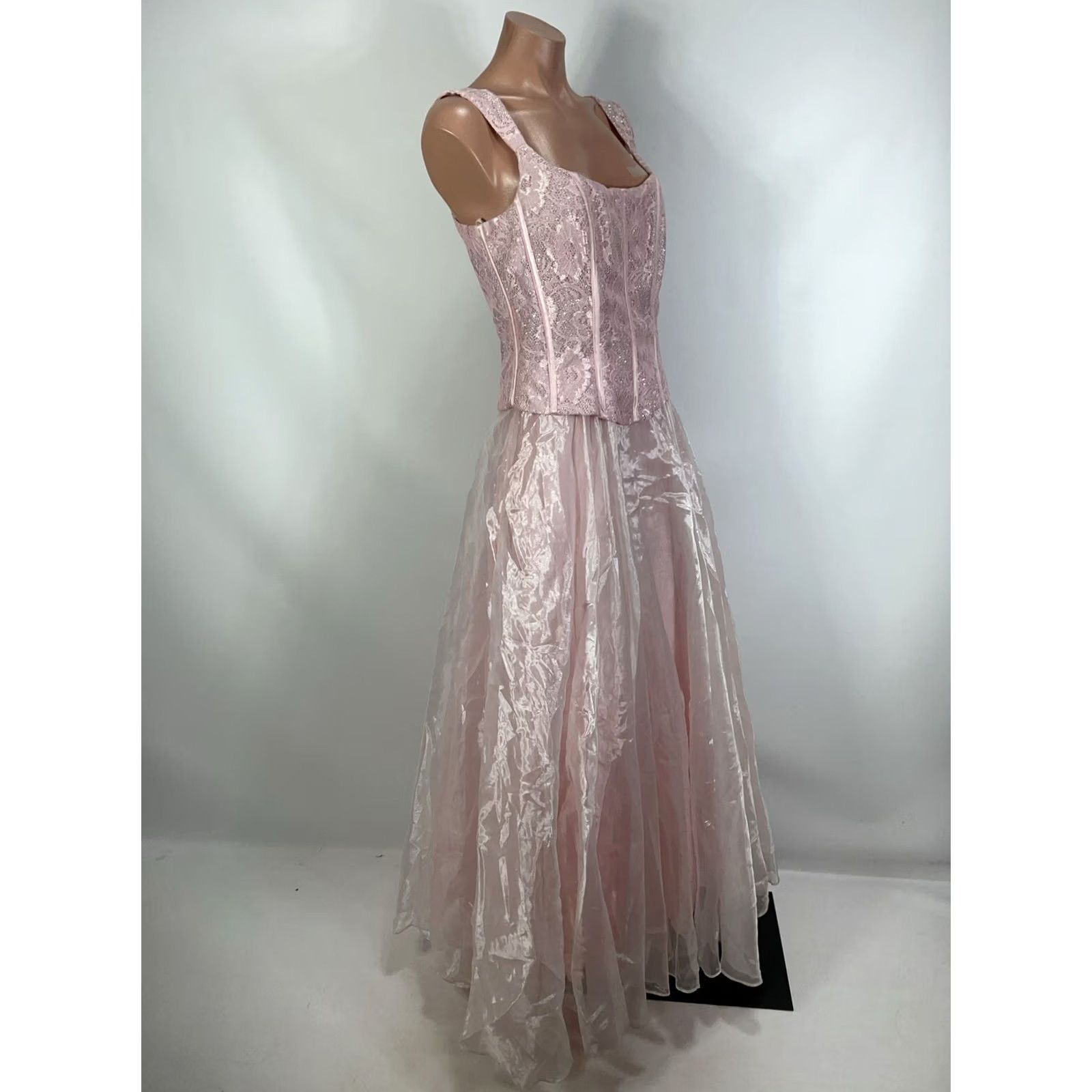 Speedo VINTAGE Aspeed Pink Lace Prom Dress Maxi Ball Gown Corset 90S Y2K Grunge Large Size L / US 10 / IT 46 - 5 Thumbnail