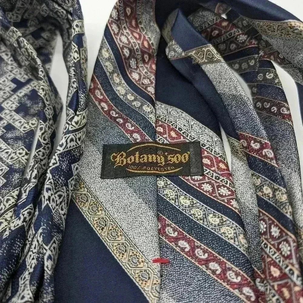 Vintage 4 Blue Vintage Ties Botany 500, Chez Roffe, Town craft WIDE Size ONE SIZE - 3 Thumbnail