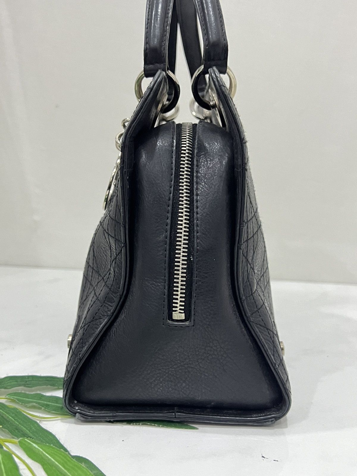Dior Christian Dior Lady cannage handbag leather black Size ONE SIZE - 4 Thumbnail