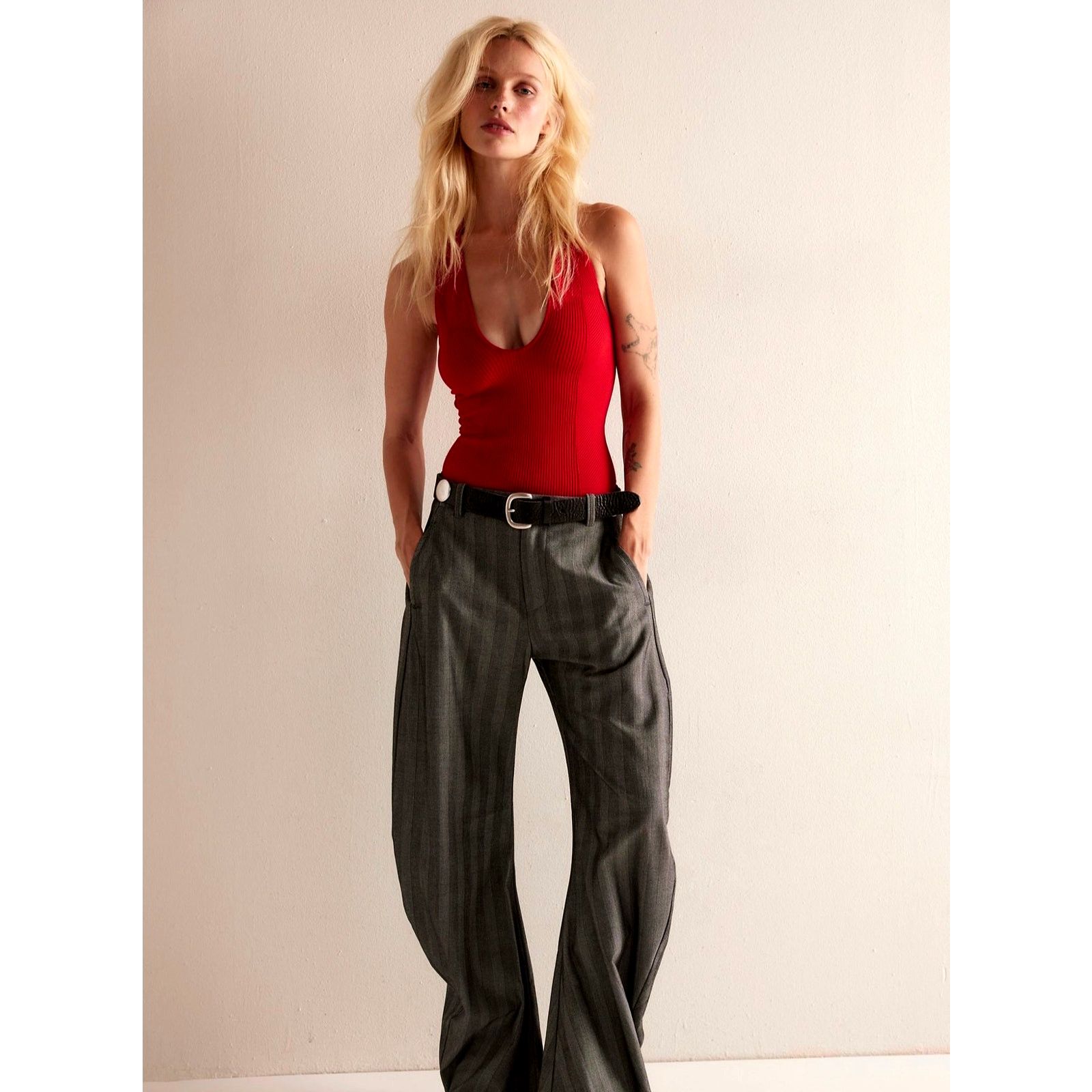 Free People Free People Sleek Rib Plunge Cami Red size M/L Size M / US 6-8 / IT 42-44 - 4 Thumbnail