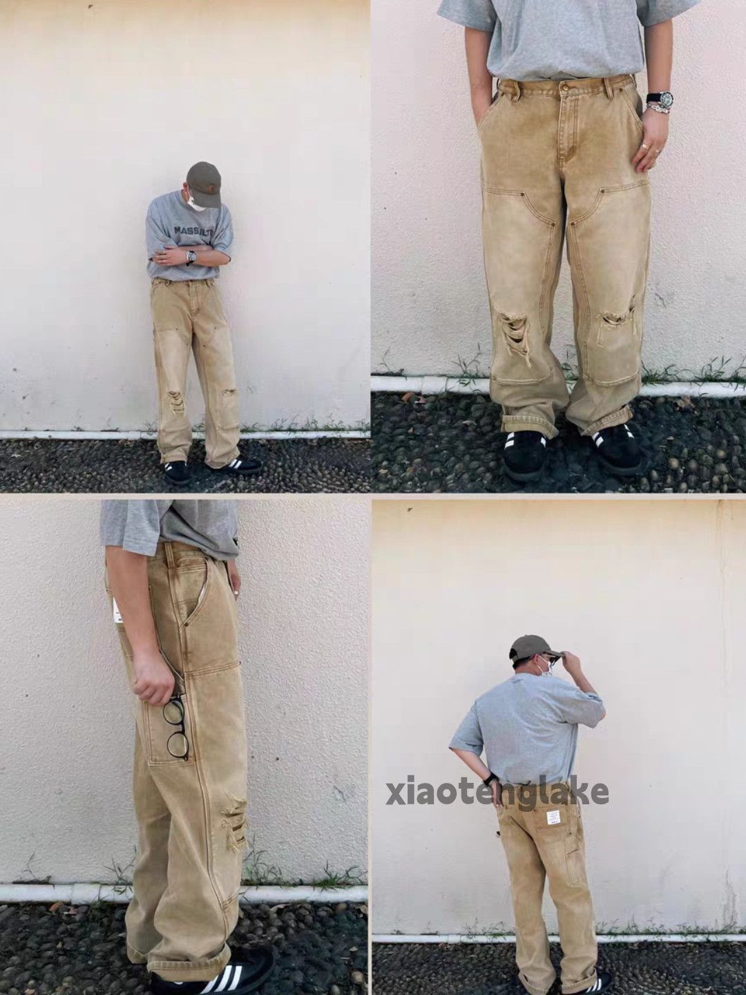 Jean × Vintage washed faded workwear carpenter damaged baggy jeans Size US 30 / EU 46 - 5 Thumbnail