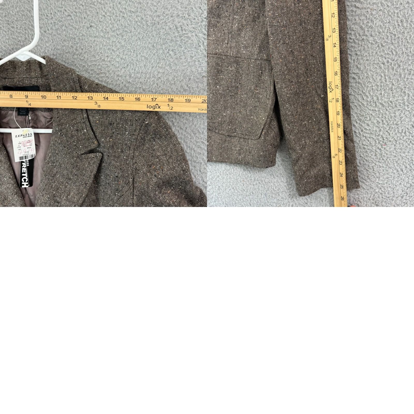 Express VINTAGE Express Blazer Womens 11/12 Brown Jacket Pocket Lined Career Preppy NWT Size XL / US 12-14 / IT 48-50 - 9 Thumbnail
