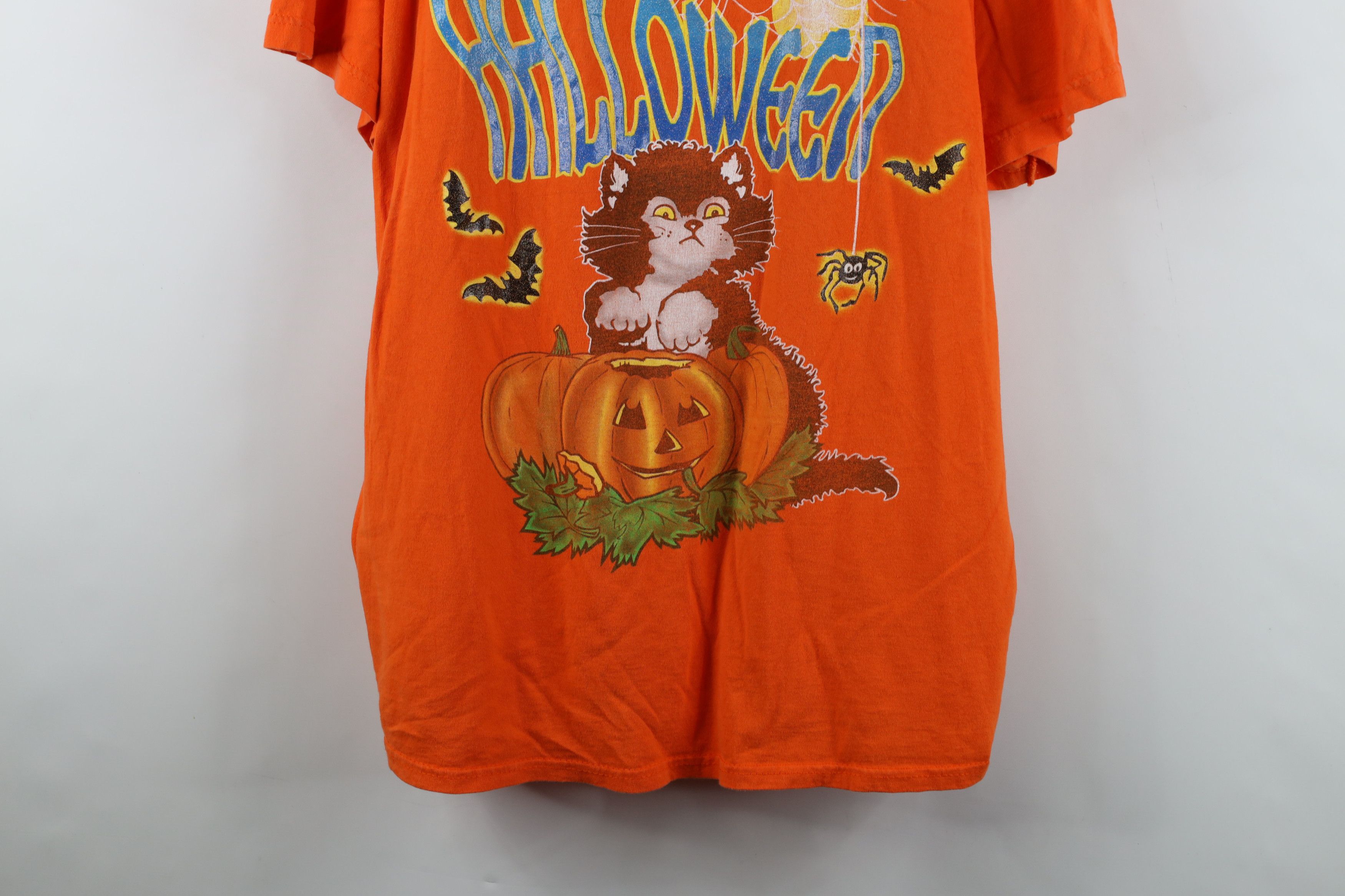 Vintage Vintage 90s Streetwear Happy Halloween Black Cat T-Shirt Size XL / US 12-14 / IT 48-50 - 3 Thumbnail
