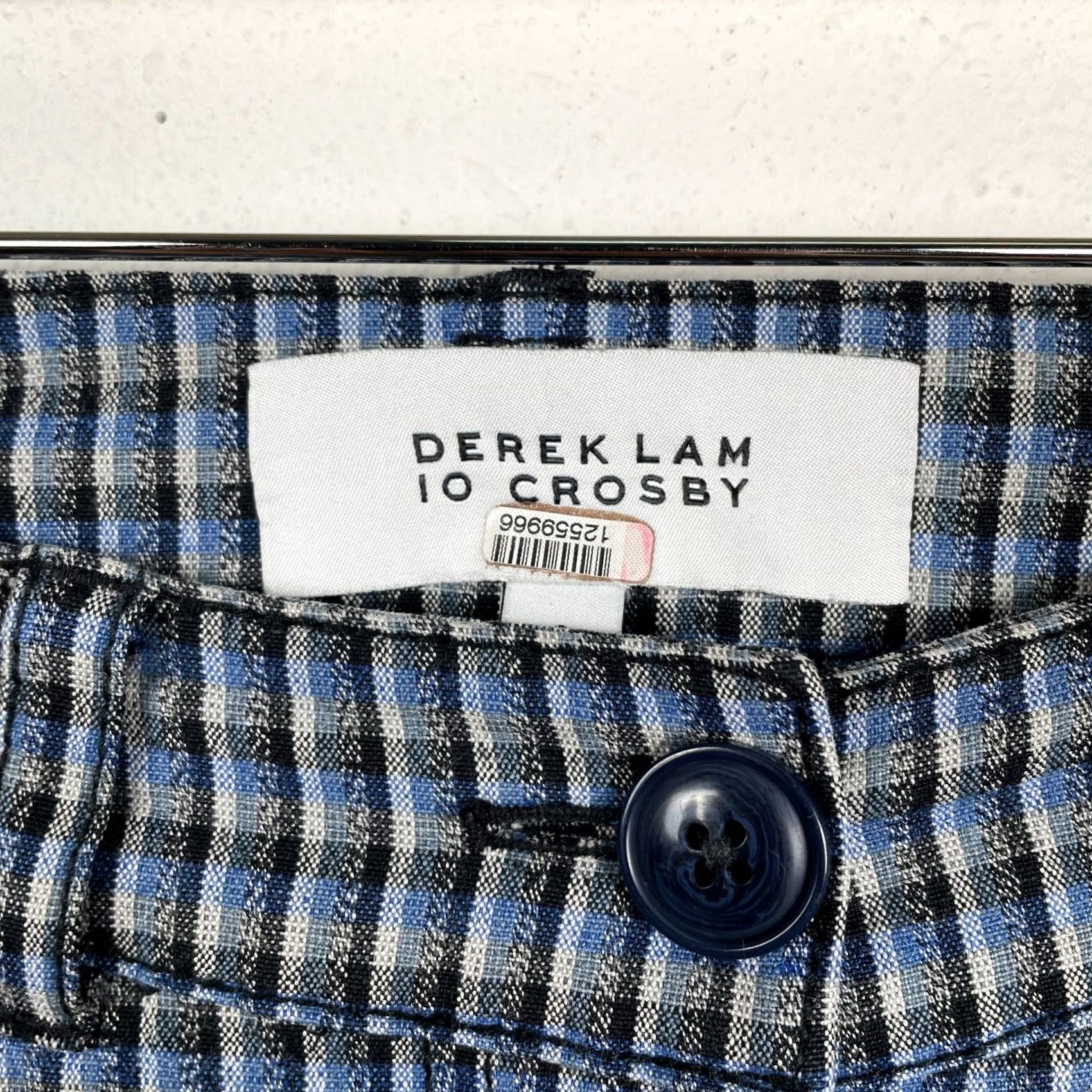 Vintage Derek Lam 10 Crosby Pants Womens Plaid Blue Flared Cropped Trousers Size 0 NEW Size 25" / US 0 / IT 36 - 4 Thumbnail