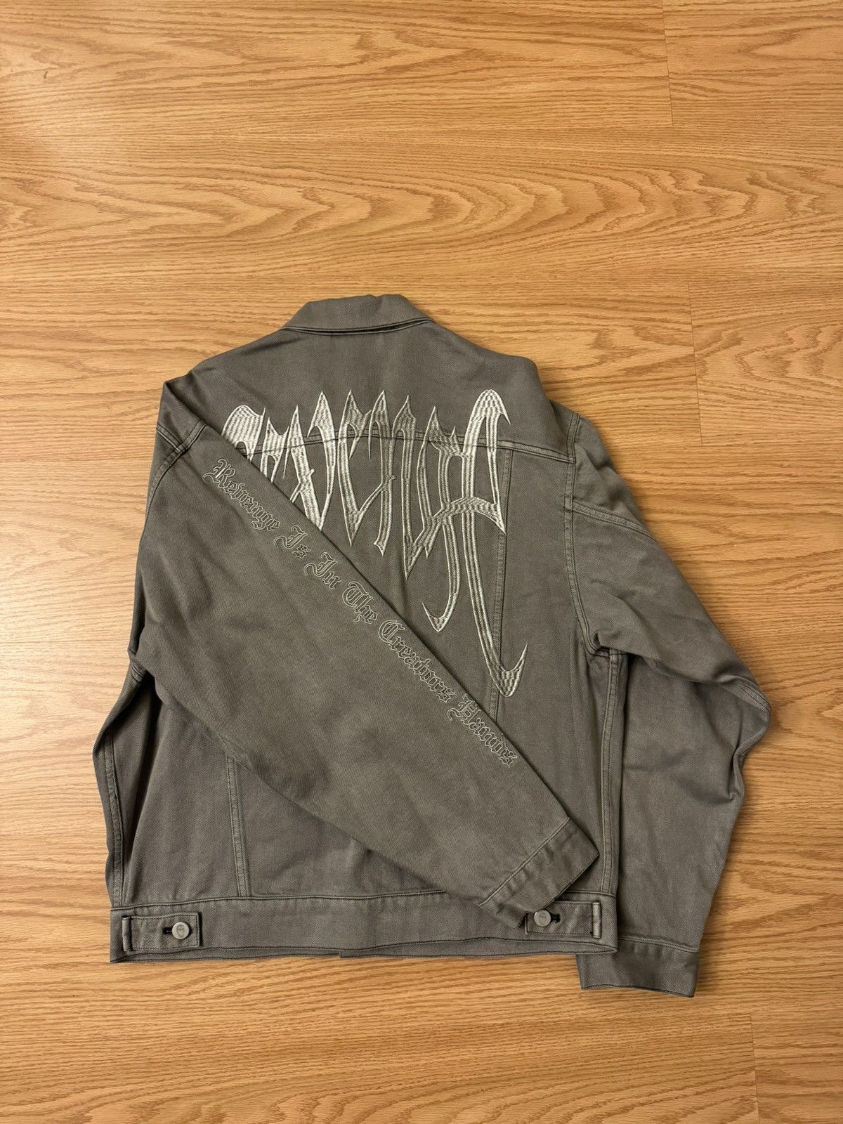 Revenge Revenge Grey Embroidered Denim Jacket Size US L / EU 52-54 / 3 - 3 Thumbnail