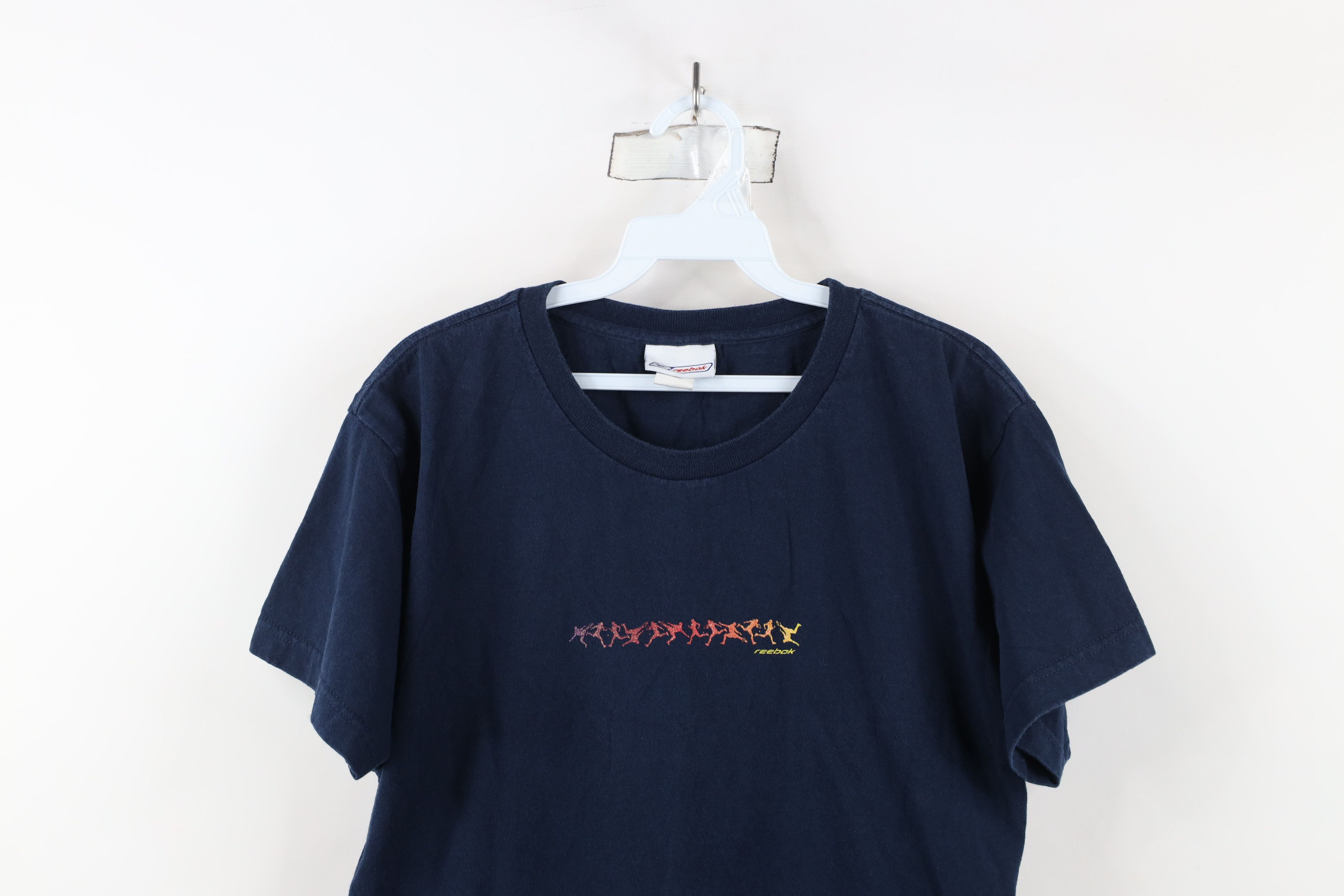 Reebok × Vintage Vintage 90s Reebok Spell Sports Short Sleeve T-Shirt Blue Size L / US 10 / IT 46 - 2 Thumbnail