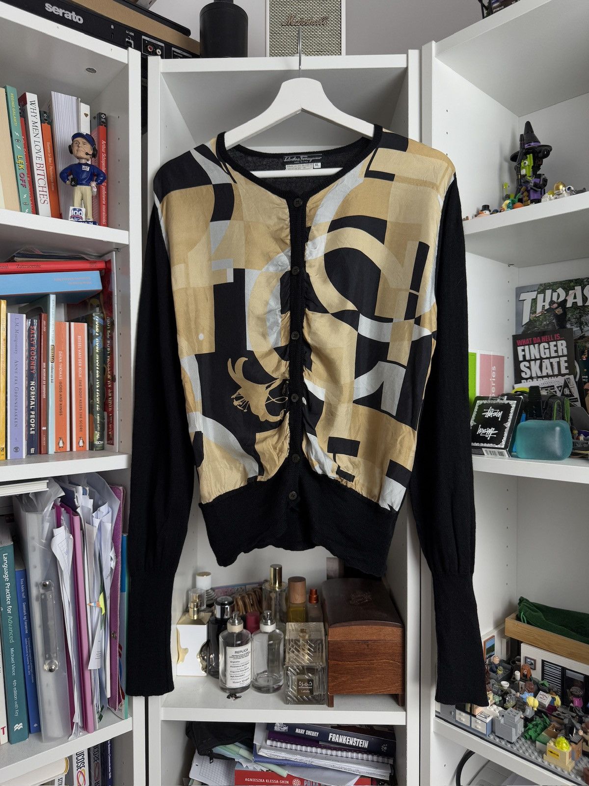Designer × Salvatore Ferragamo × Vintage Vintage 90s Salvatore Ferragamo silk & wool cardigan sweater Size M / US 6-8 / IT 42-44 - 1 Thumbnail